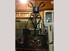 M H Baillie Scott, An Arts & Crafts Handmade Copper & Wrought Iron Ceiling Light