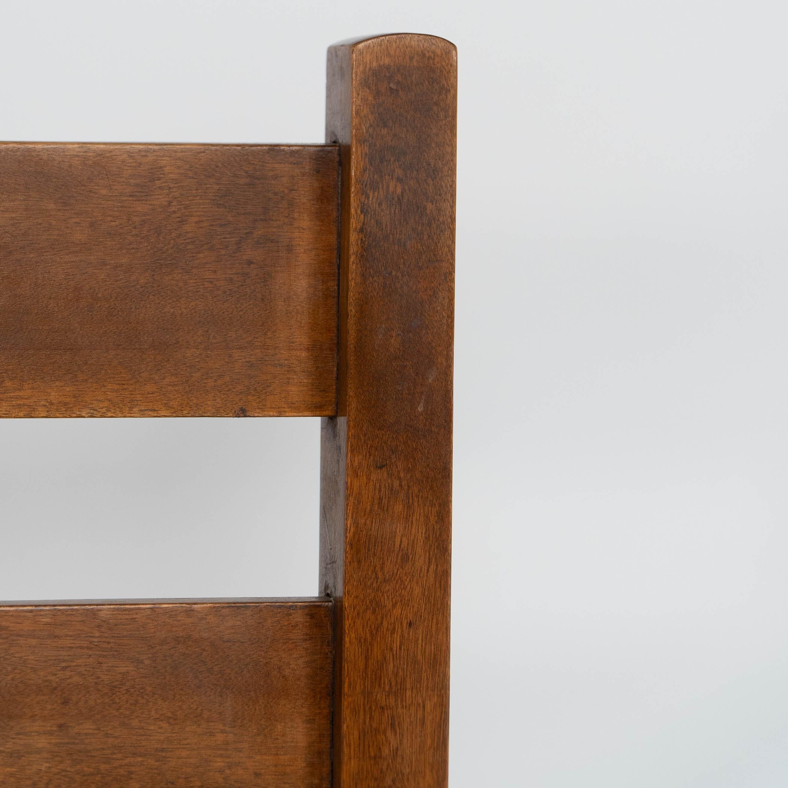 Oak Baillie Scott for J P White. Arts & Crafts oak & rush seat ladder back armchair. For Sale