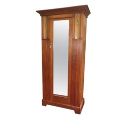Baillie Scott Style of, Arts & Crafts Oak Armoire Wardrobe with Daffodil Inlays