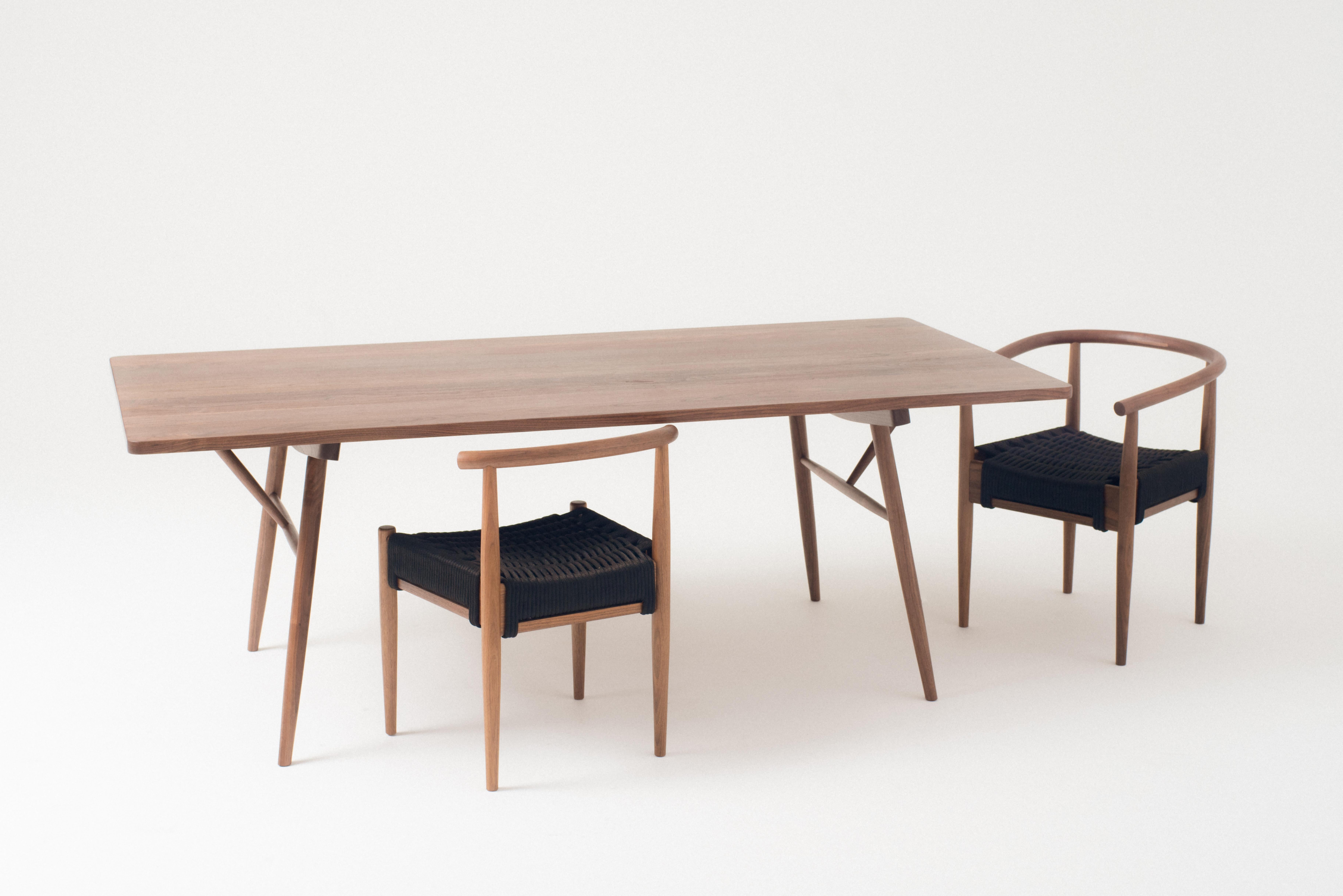 American Bainbridge Family Table, Modern Solid Custom Dining Table in White Oak or Walnut