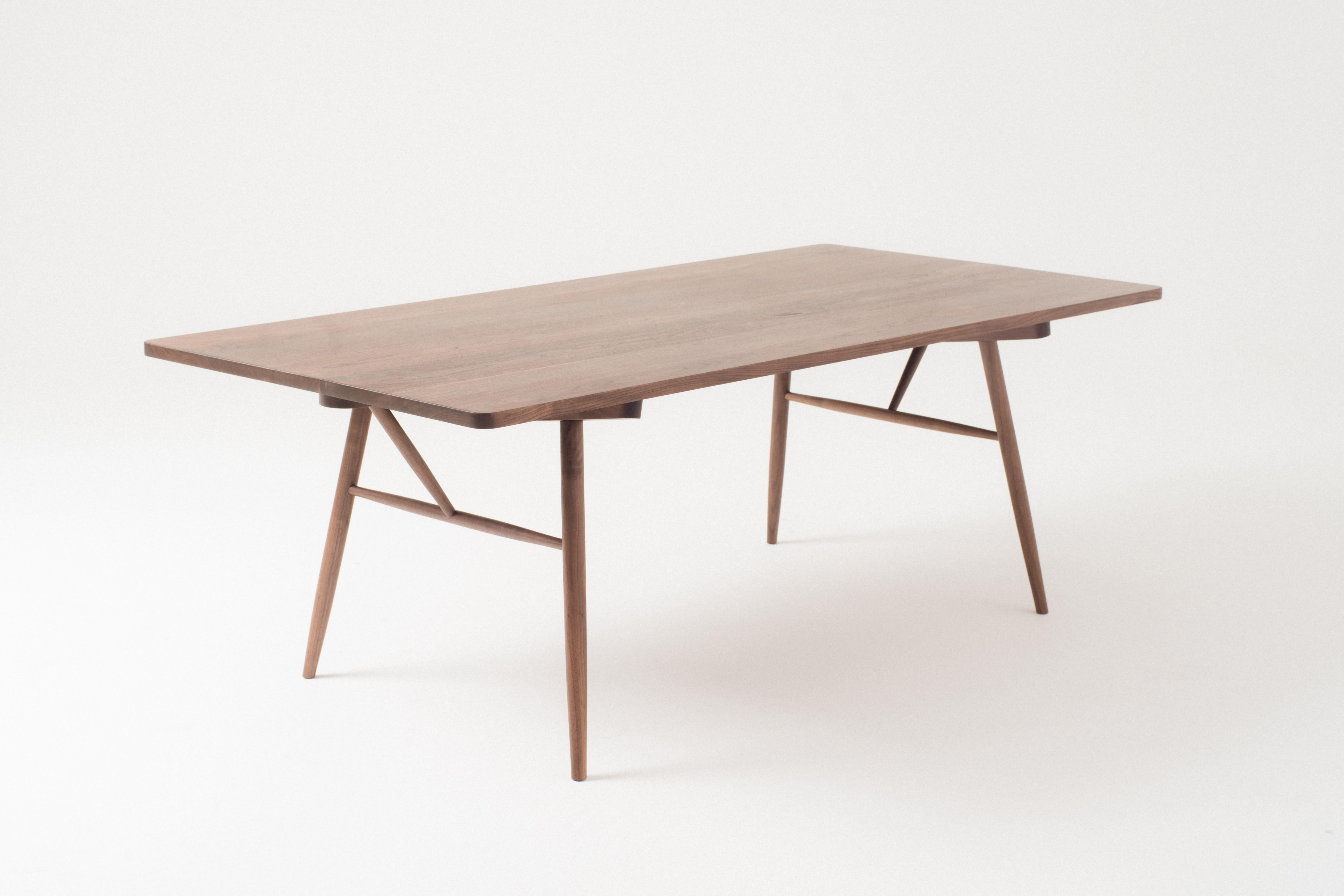 Turned Bainbridge Family Table, Modern Solid Custom Dining Table in White Oak or Walnut
