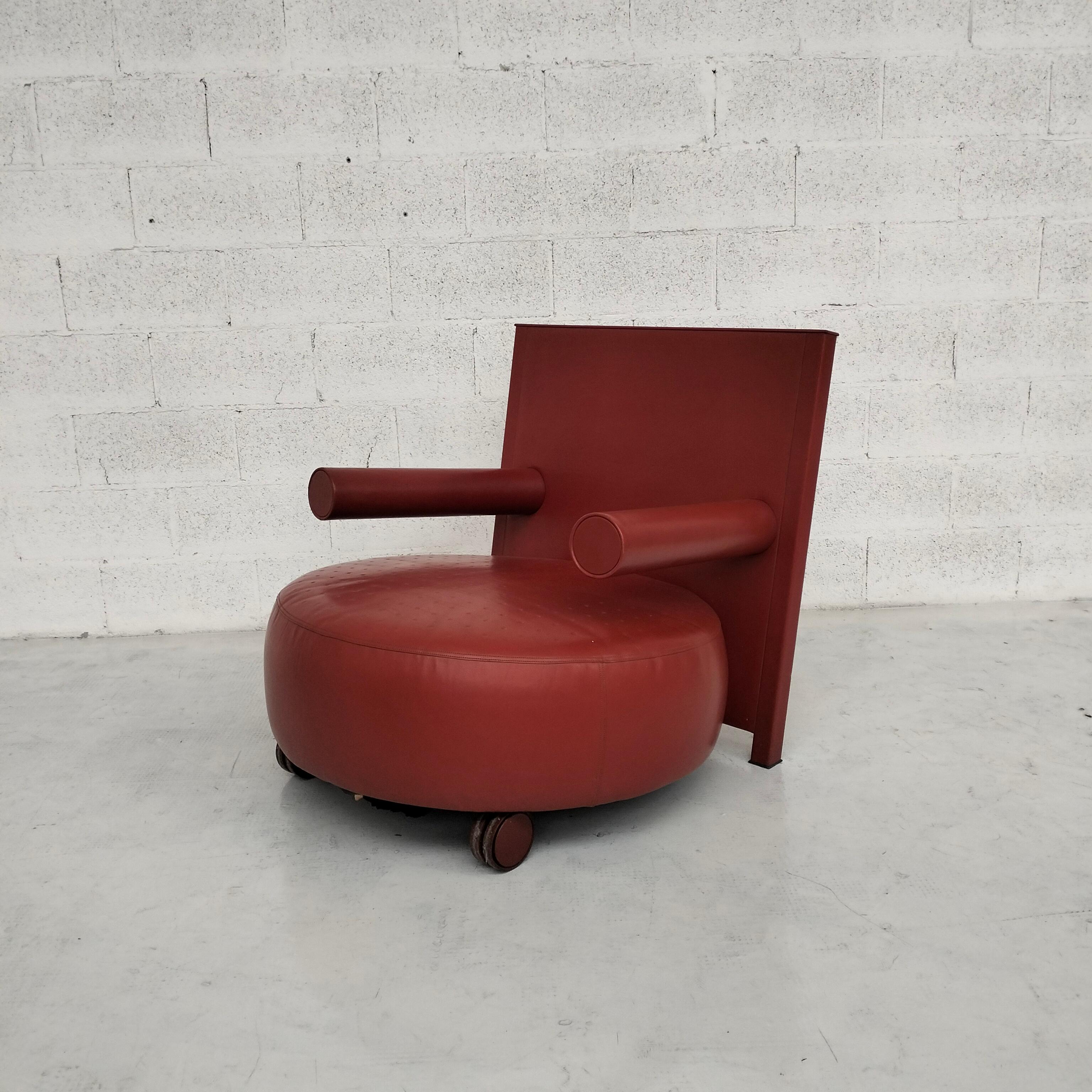 Mid-Century Modern Baisity leather armchair by Antonio Citterio for B&B Italia - 1980’s For Sale
