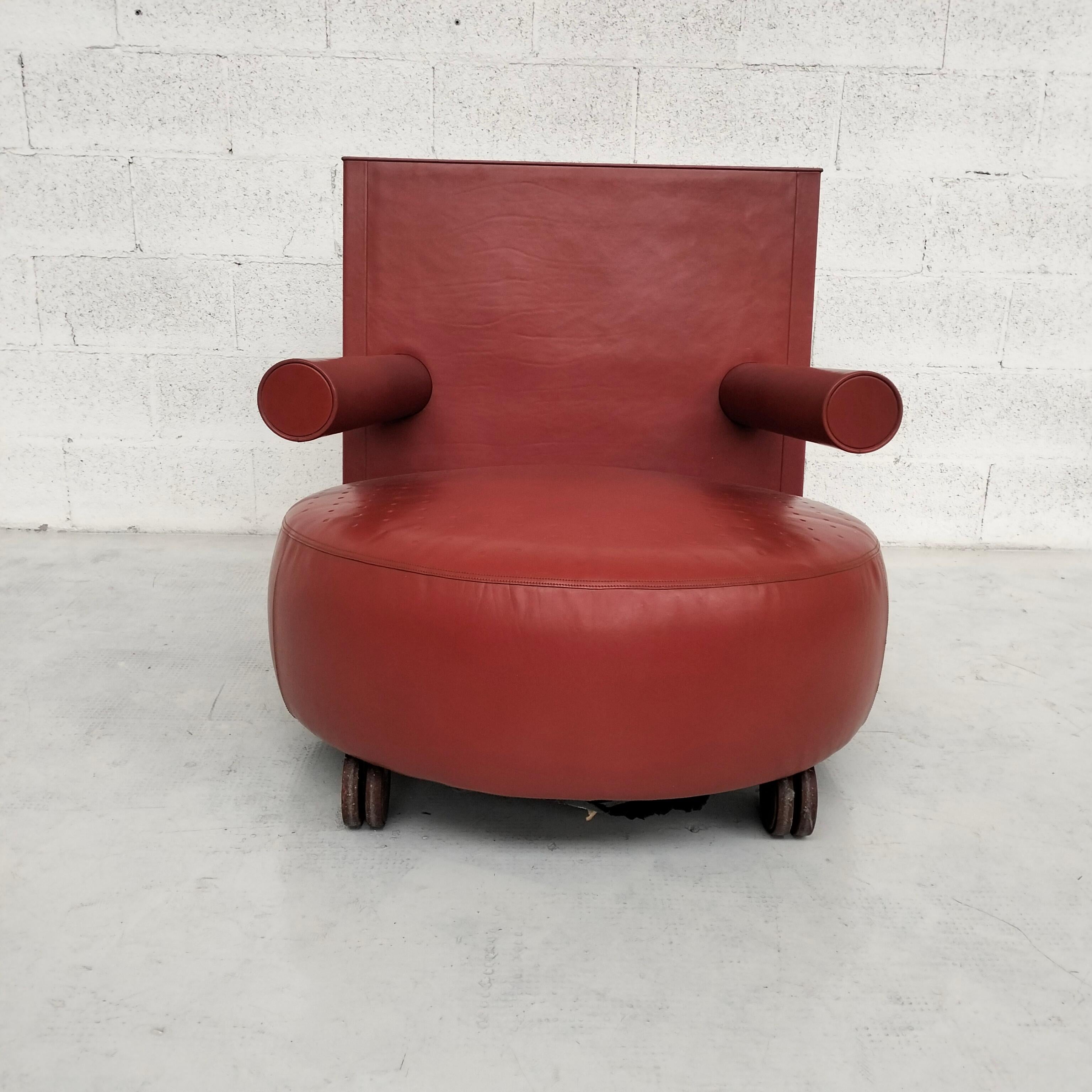 Late 20th Century Baisity leather armchair by Antonio Citterio for B&B Italia - 1980’s For Sale