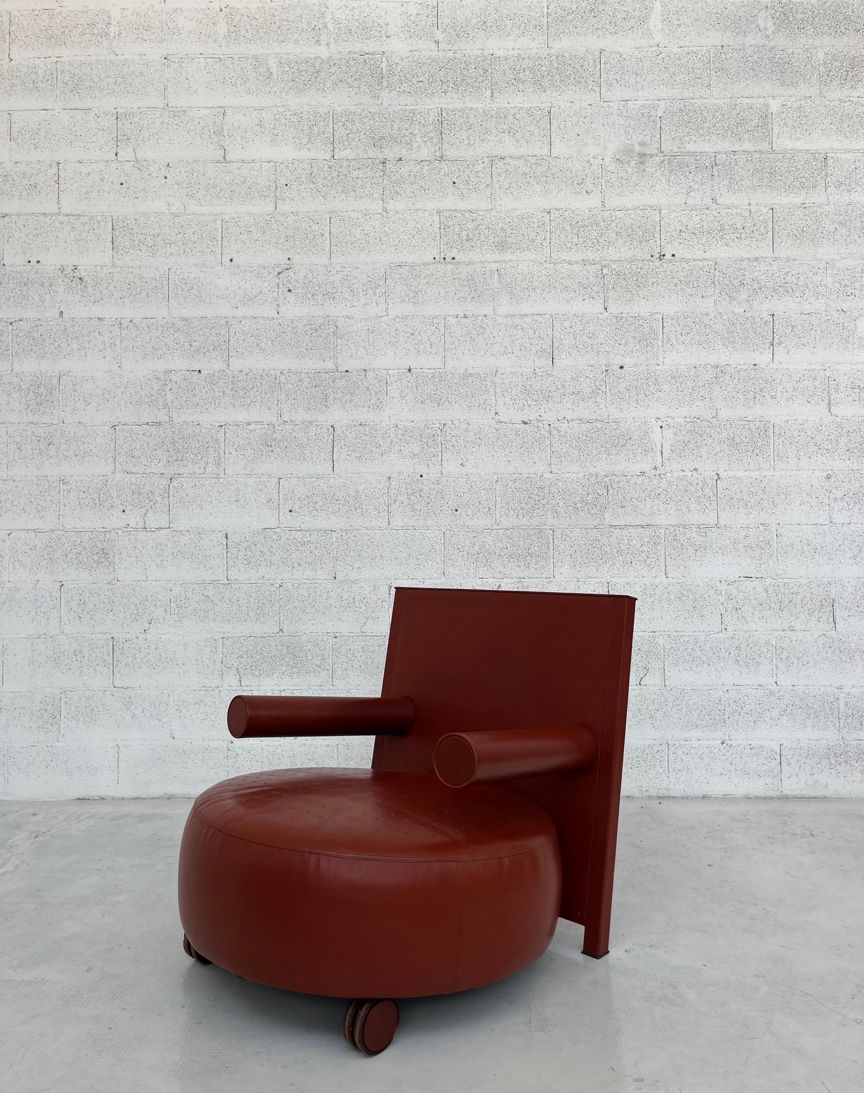 Mid-Century Modern Baisity leather armchair by Antonio Citterio for B&B Italia 80s, 90s