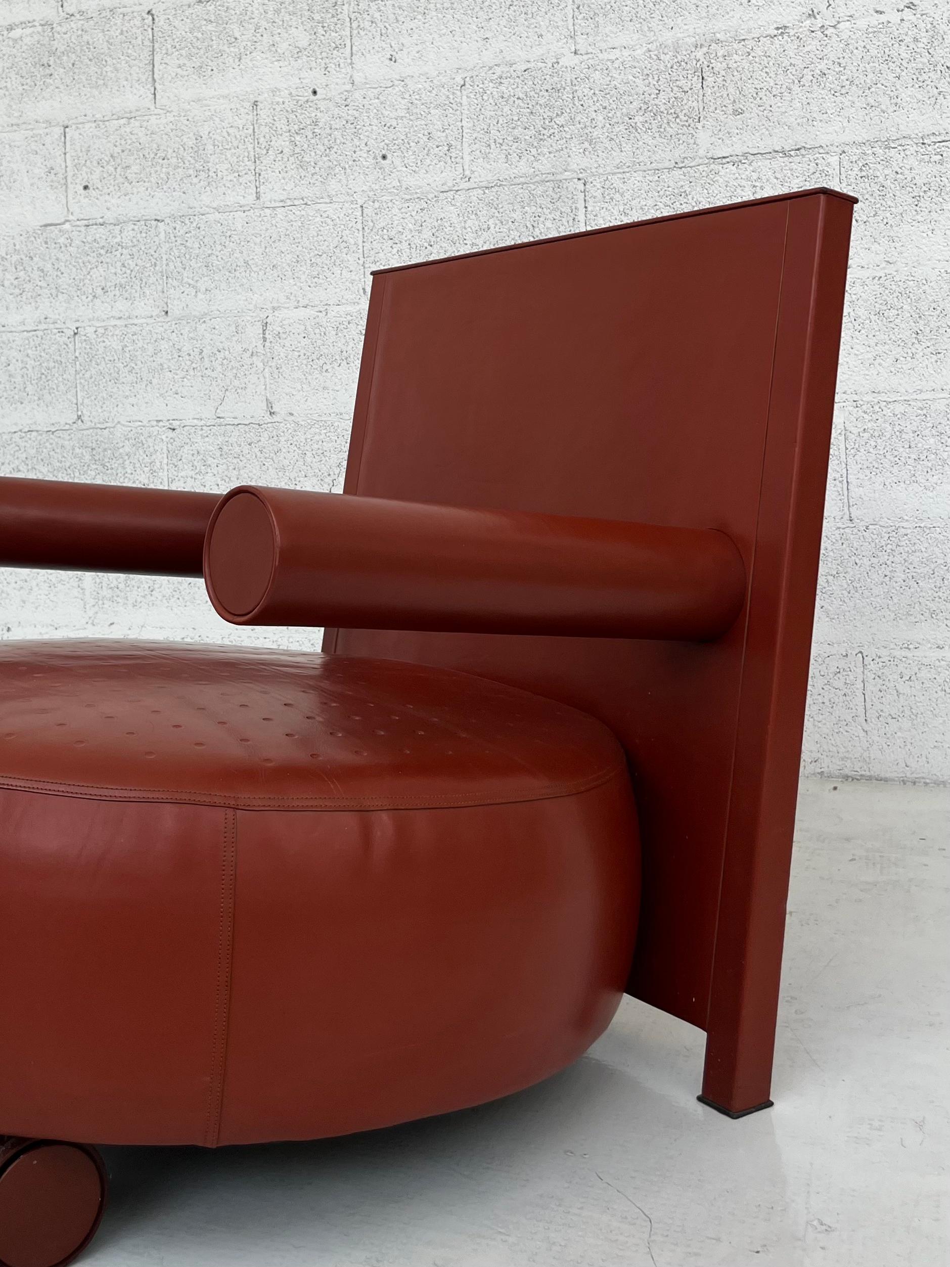 Baisity leather armchair by Antonio Citterio for B&B Italia 80s, 90s In Good Condition In Padova, IT
