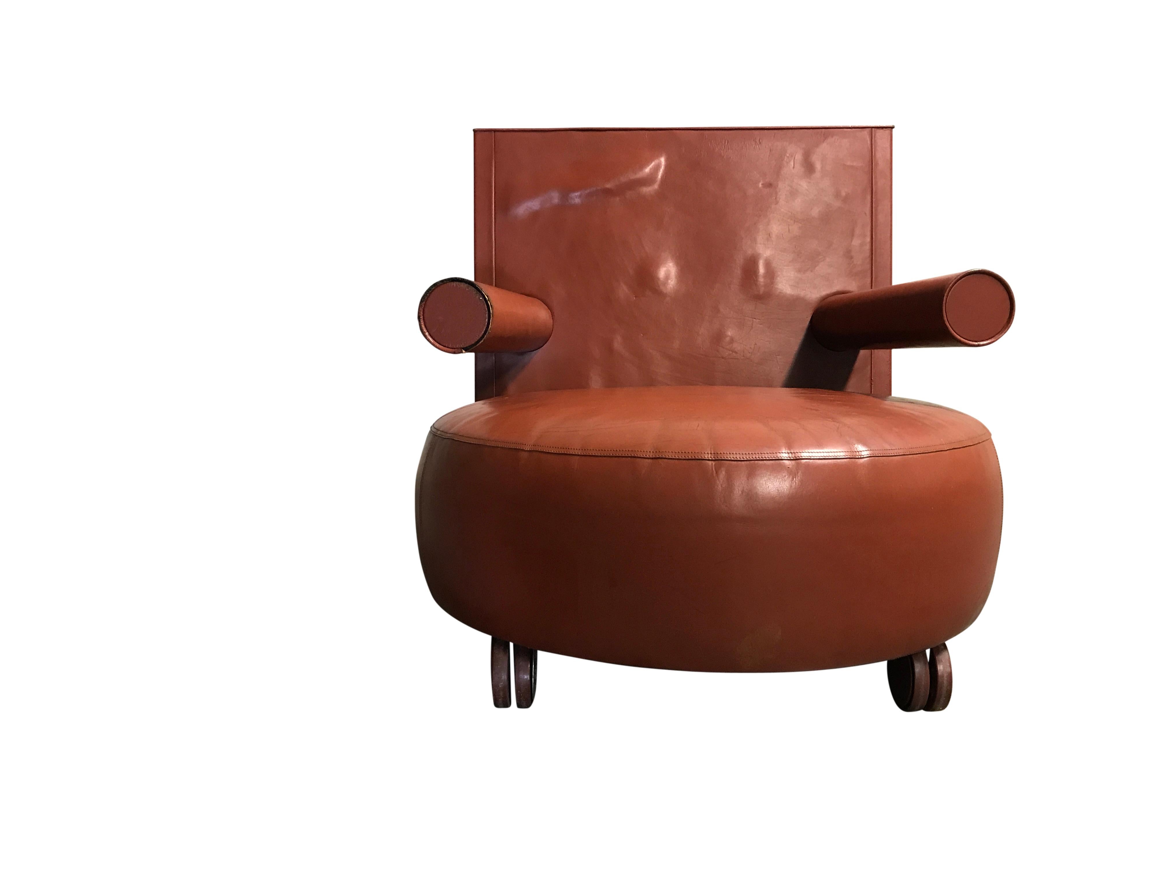 Leather Baisity Lounge Chair by Antonio Citterio for B&B Italia, 1980s