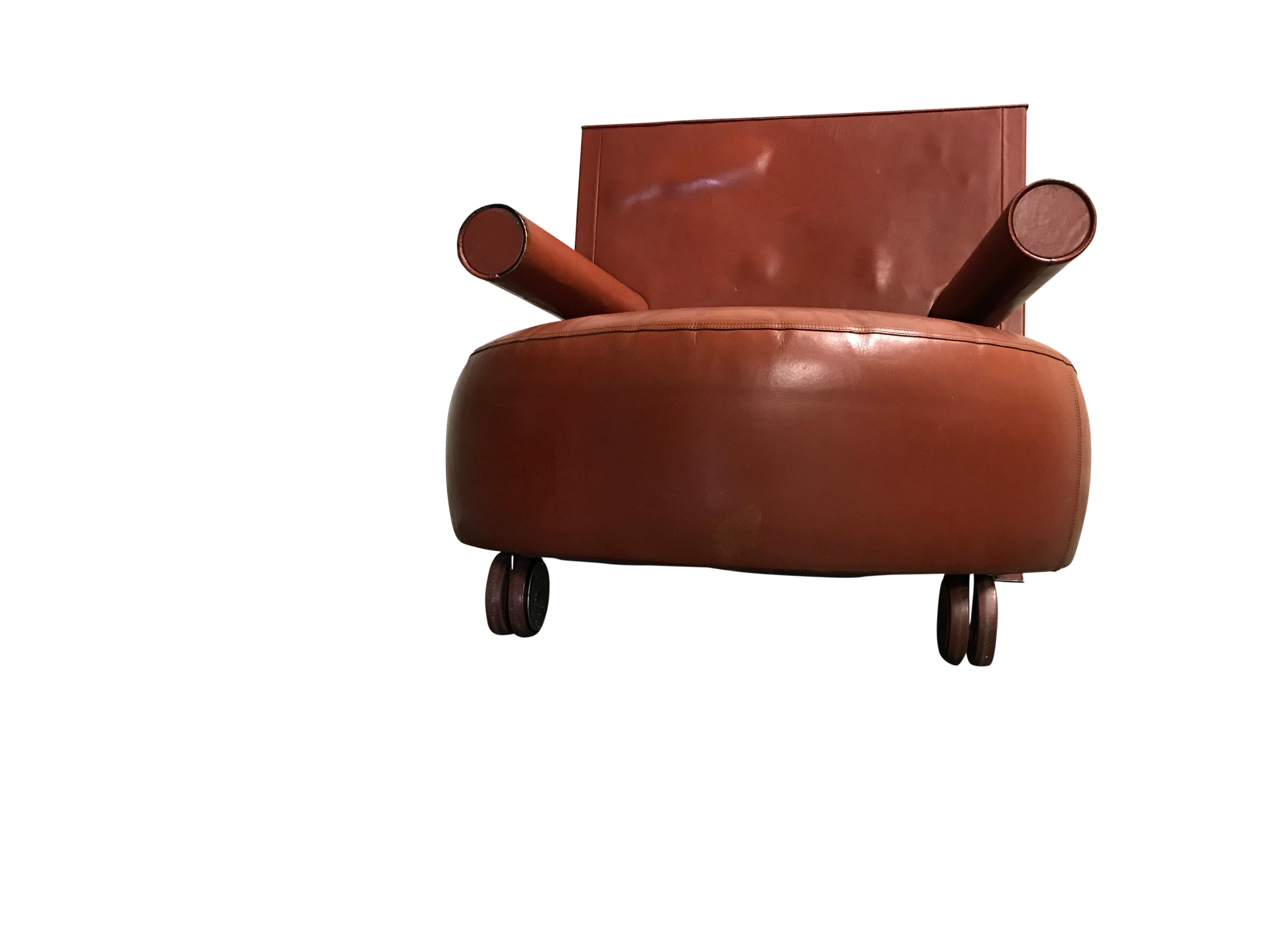 Leather Baisity Lounge Chair by Antonio Citterio for B&B Italia, 1980s