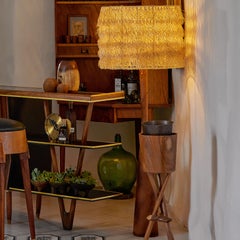 Bajio Danish Mesquite Floor Lamp with POPOTILLO Wheat Straw Shade