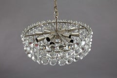 Bakalowits Chandelier Austria, 1960, Diamond Cut Crystal on a Chrome Frame