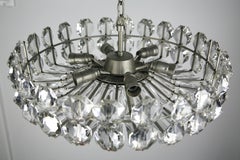 Bakalowits Chandelier Austria, 1960, Diamond Cut Crystal on a Chrome Frame