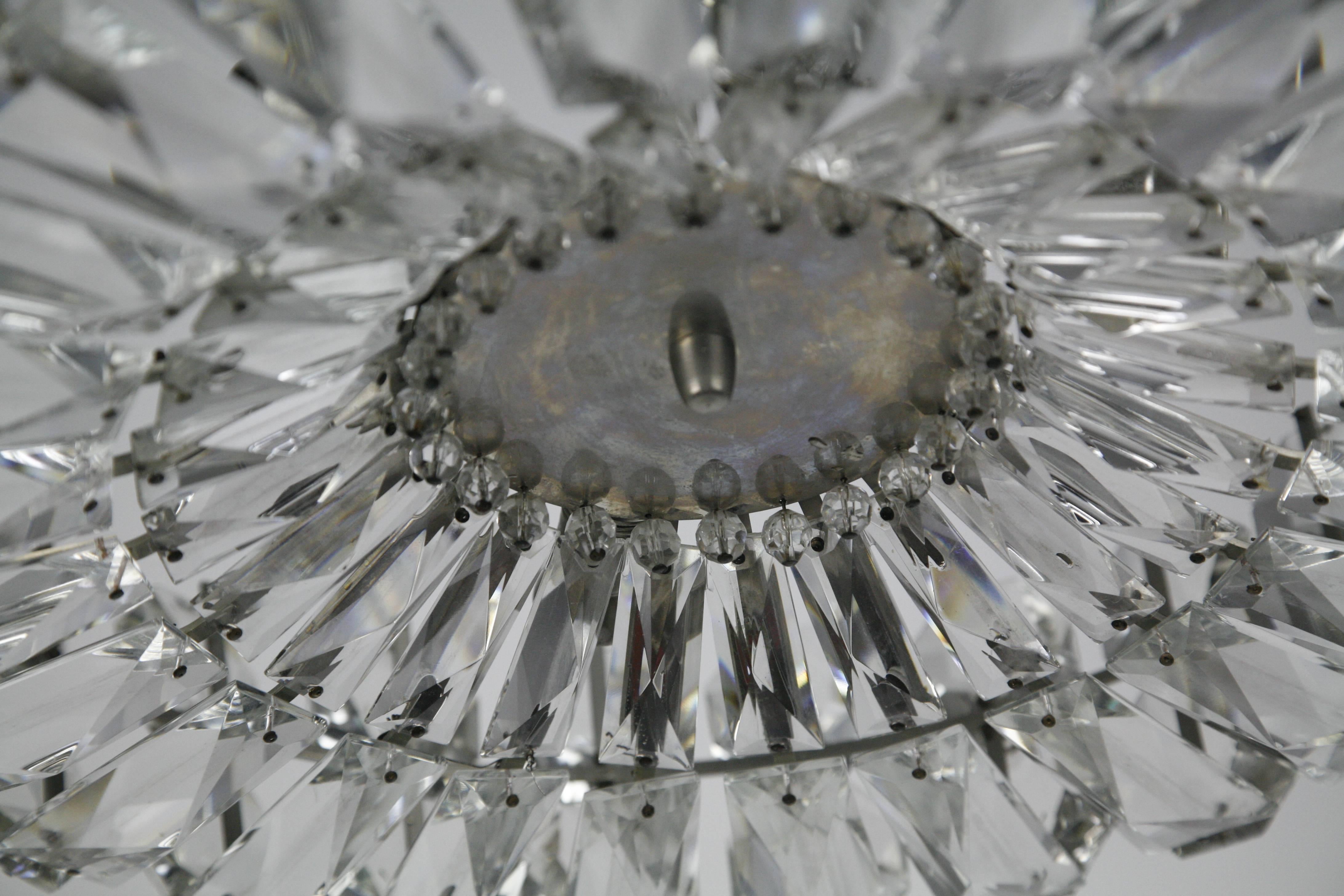 Bakalowits Chandelier Austria, 1960, Diamond Cut Crystal on a Chrome Frame In Good Condition In Bronx, NY