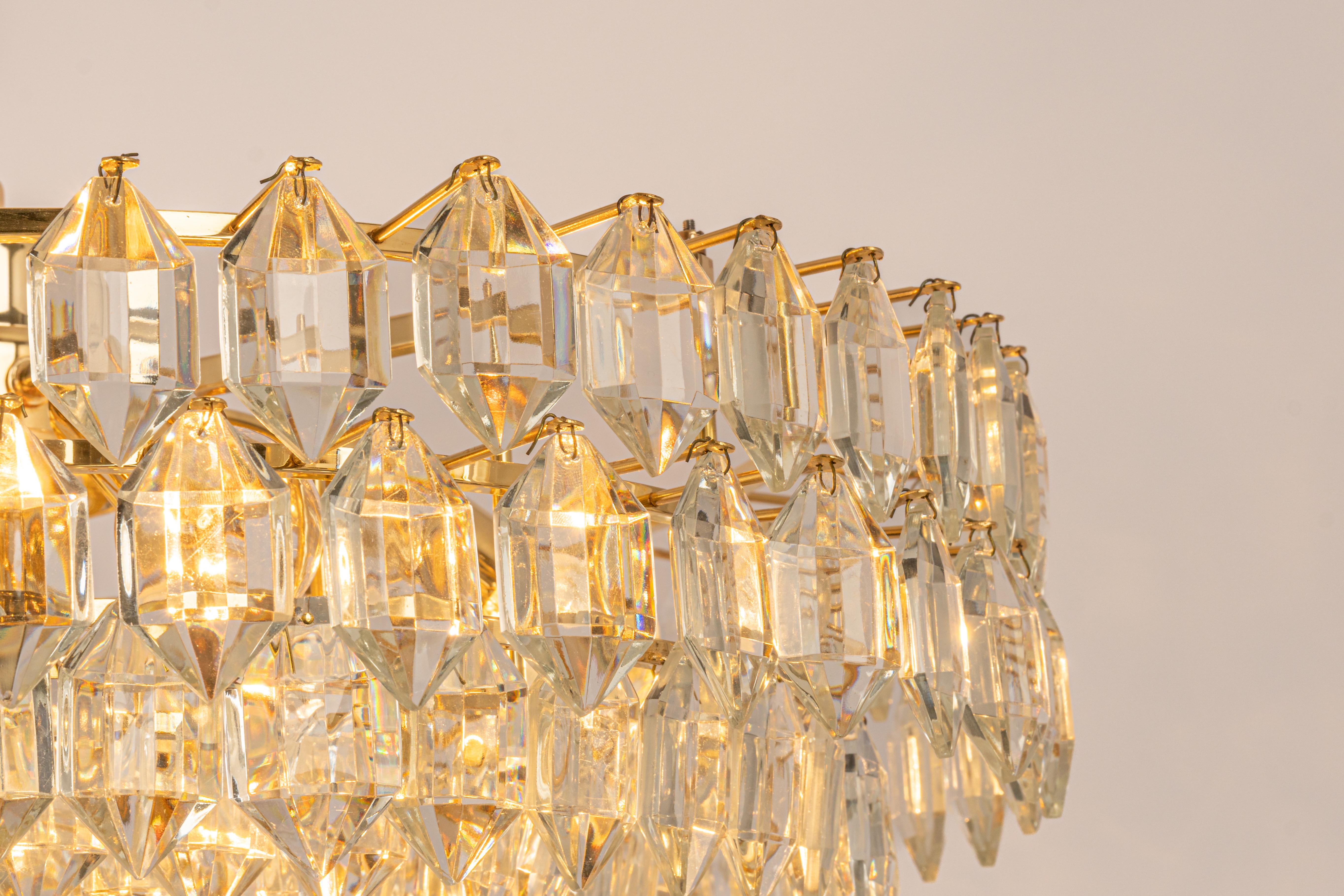 Bakalowits Chandelier Brass and Crystal Glass, Austria, 1960s 1