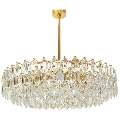 Bakalowits Chandelier, Brass and Crystal Glass, Austria, 1960s