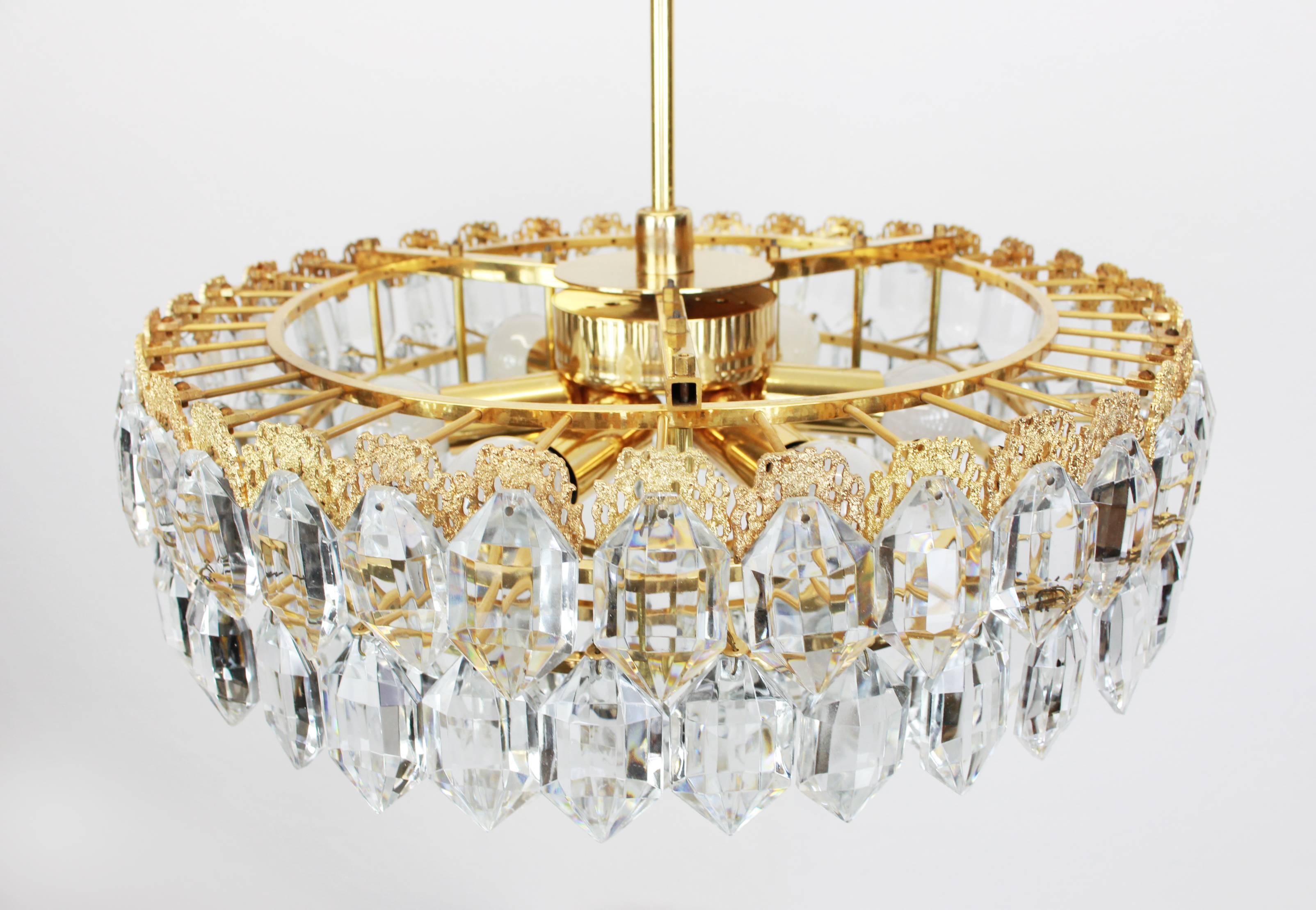 Austrian Bakalowits Chandelier, Brutalist Style and Crystal Glass, Austria, 1960s For Sale