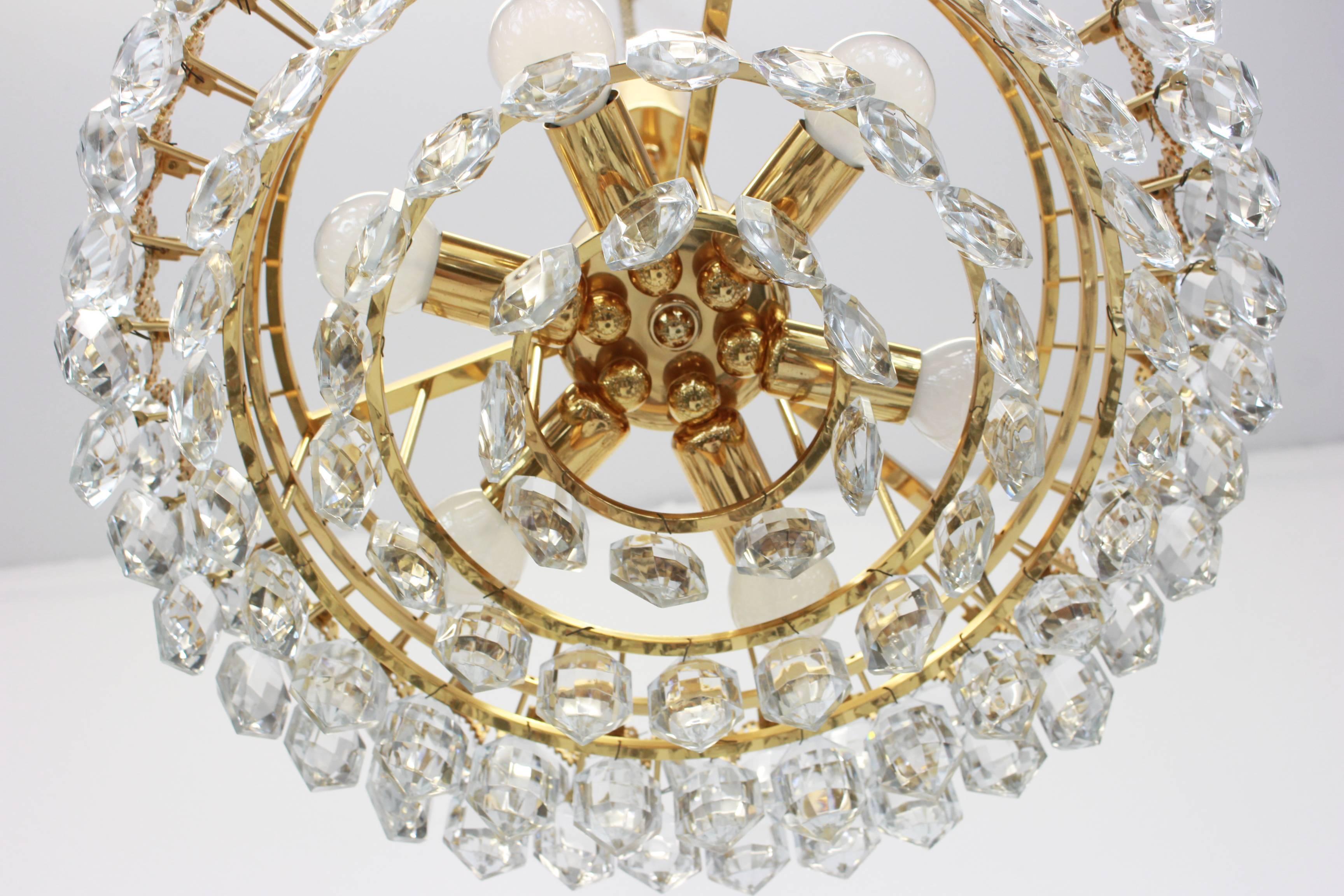 Mid-20th Century Bakalowits Chandelier, Brutalist Style and Crystal Glass, Austria, 1960s For Sale