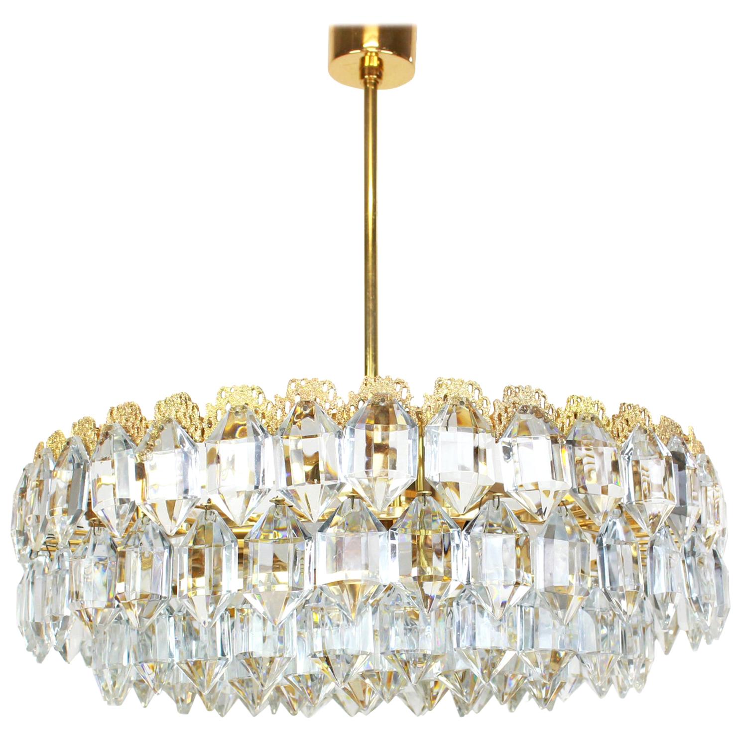 Bakalowits Chandelier, Brutalist Style and Crystal Glass, Austria, 1960s For Sale