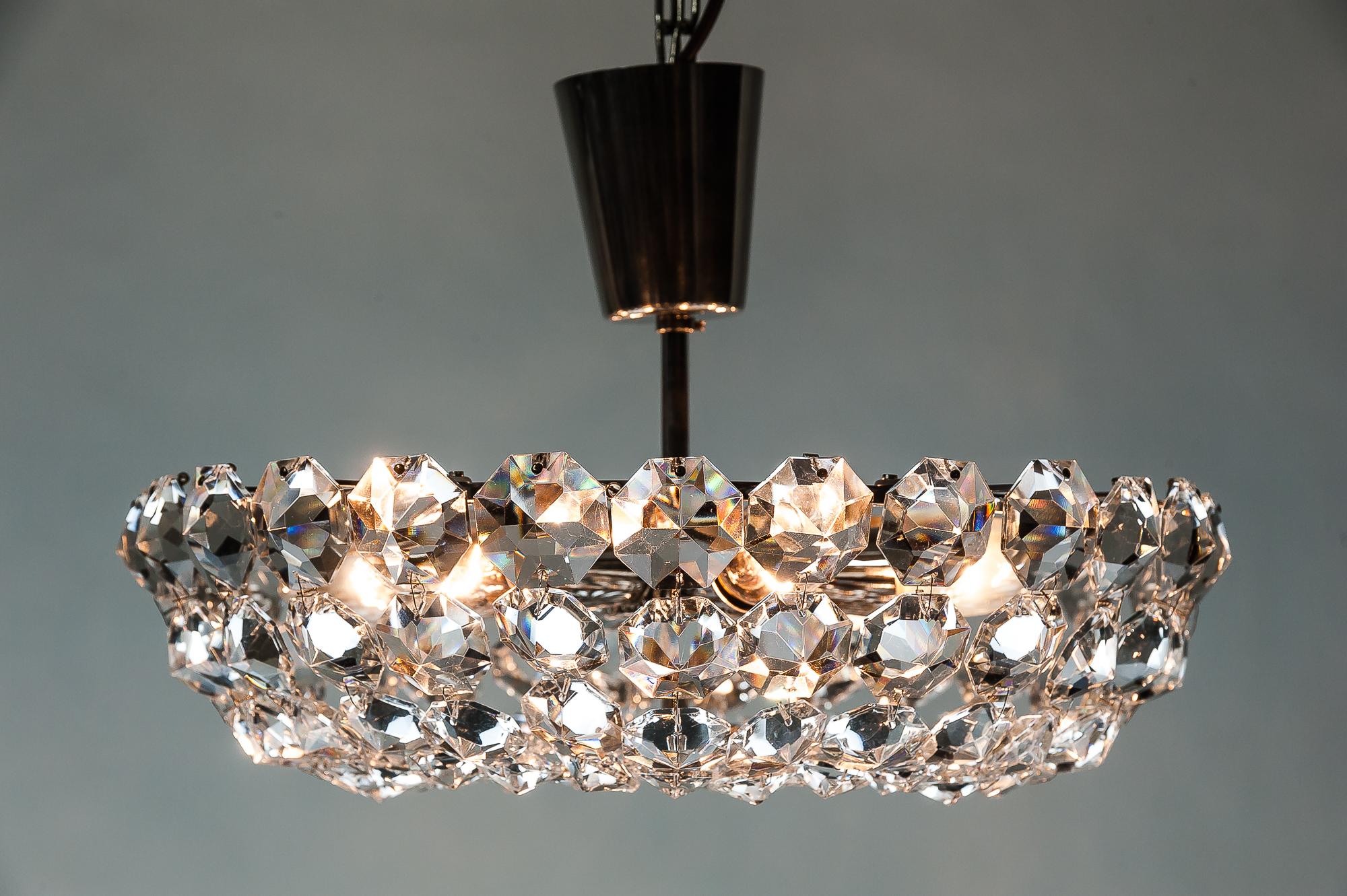 Crystal Bakalowits Chandelier in Chrome, 1950s For Sale