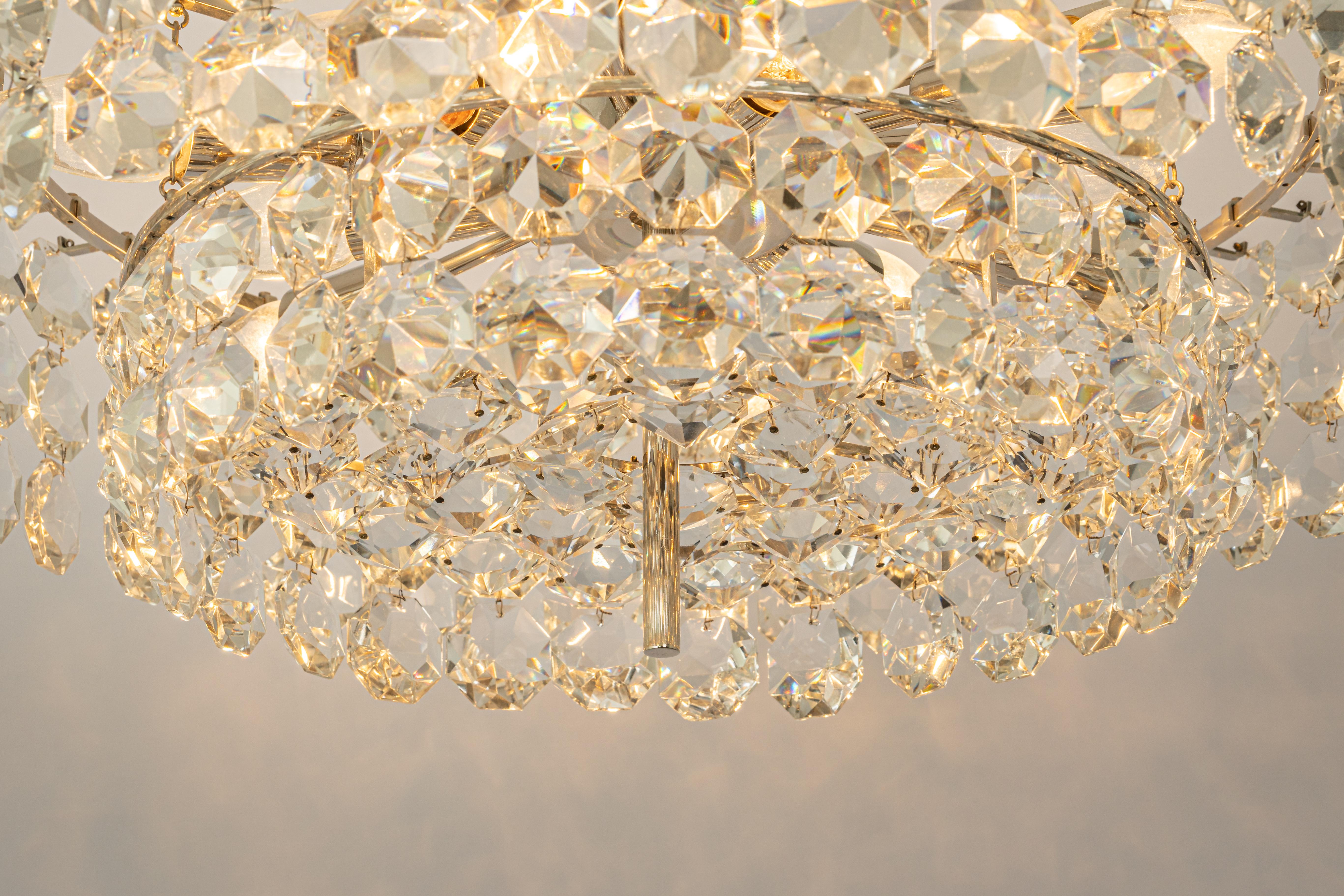 Bakalowits Chandelier, Chrome and Crystal Glass, Austria, 1960s For Sale 4