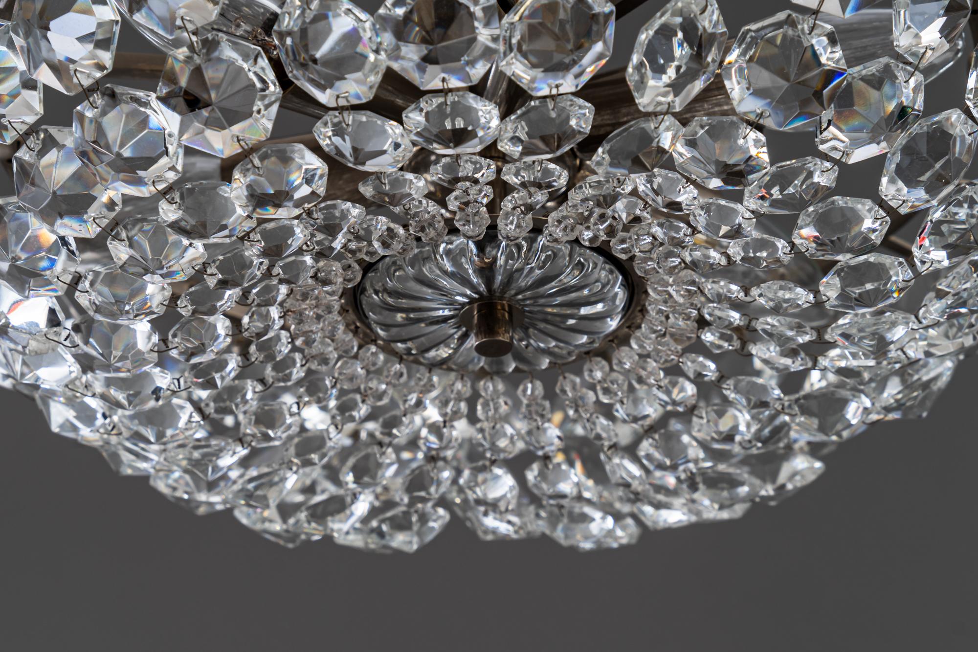 Mid-Century Modern Bakalowits Chandelier Nickel-Plated Around 1950s For Sale