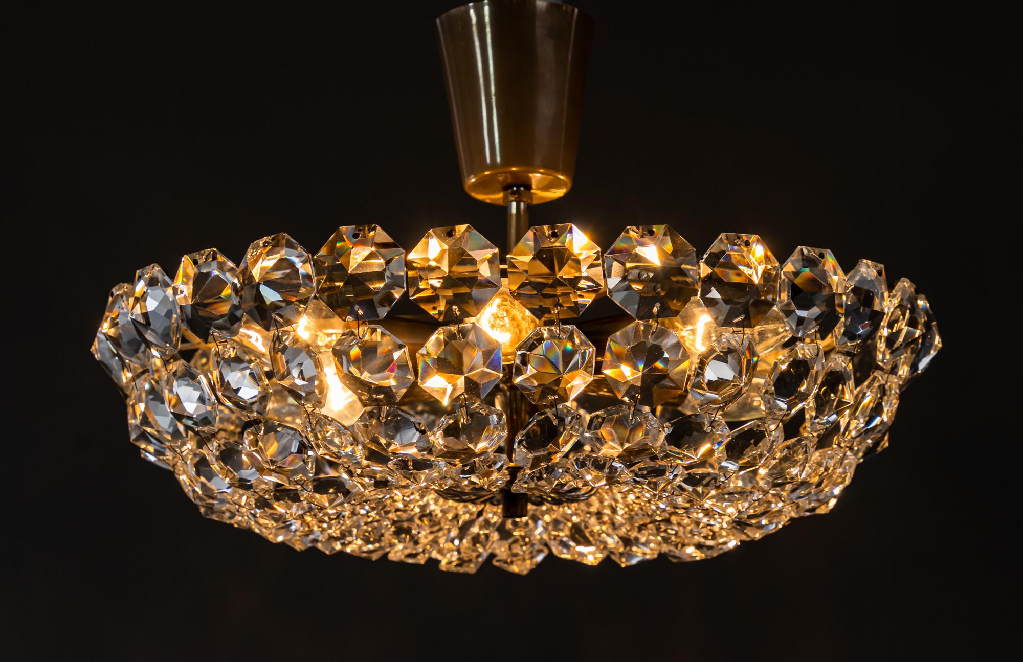Mid-20th Century Bakalowits Chandelier Nickel-Plated Around 1950s For Sale