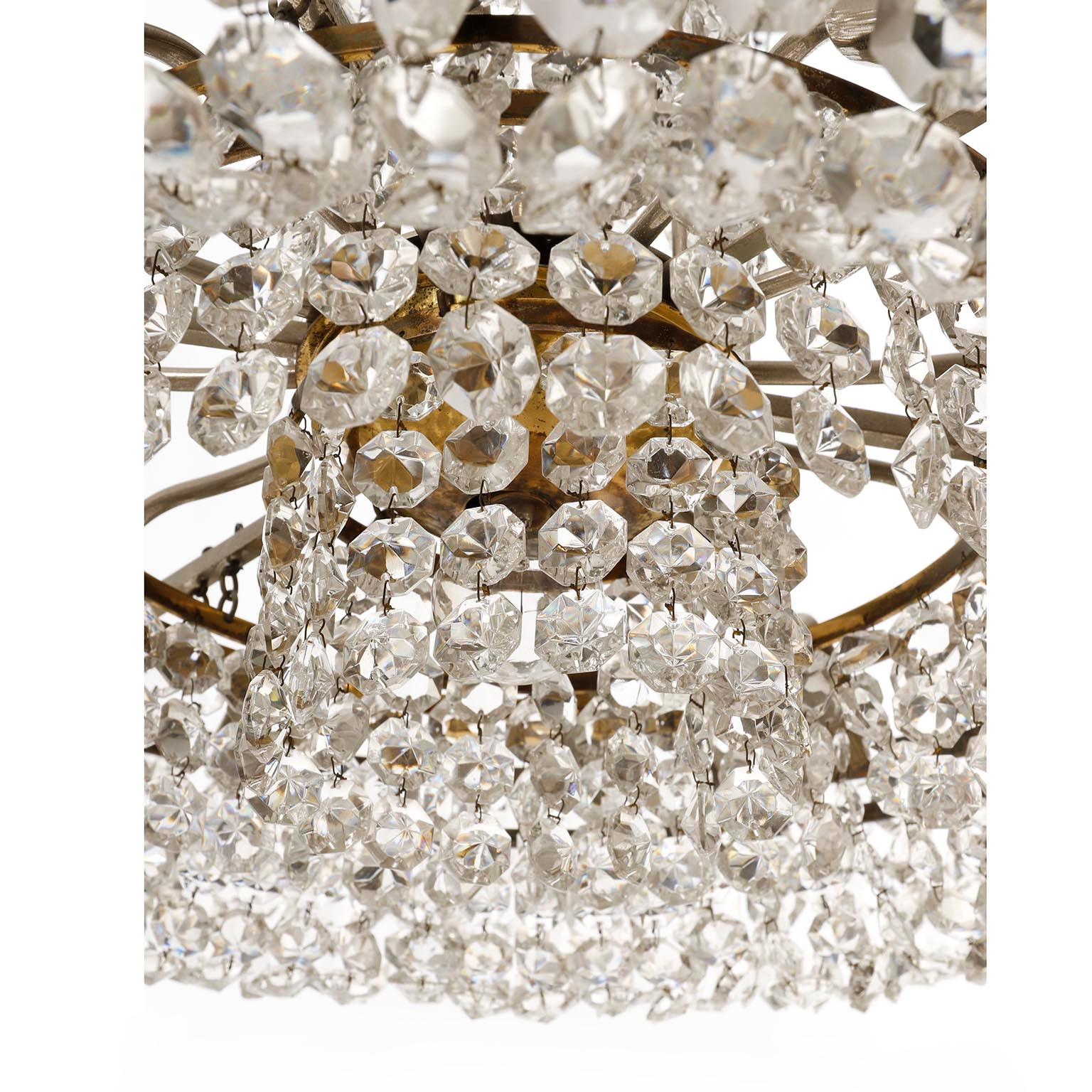 Bakalowits Chandelier Pendant Light No. 3330, Brass Nickel Glass, 1960s For Sale 6