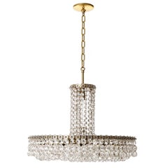 Large Bakalowits Chandelier Pendant Light, Brass Nickel Glass, 1960s, 1 of 3