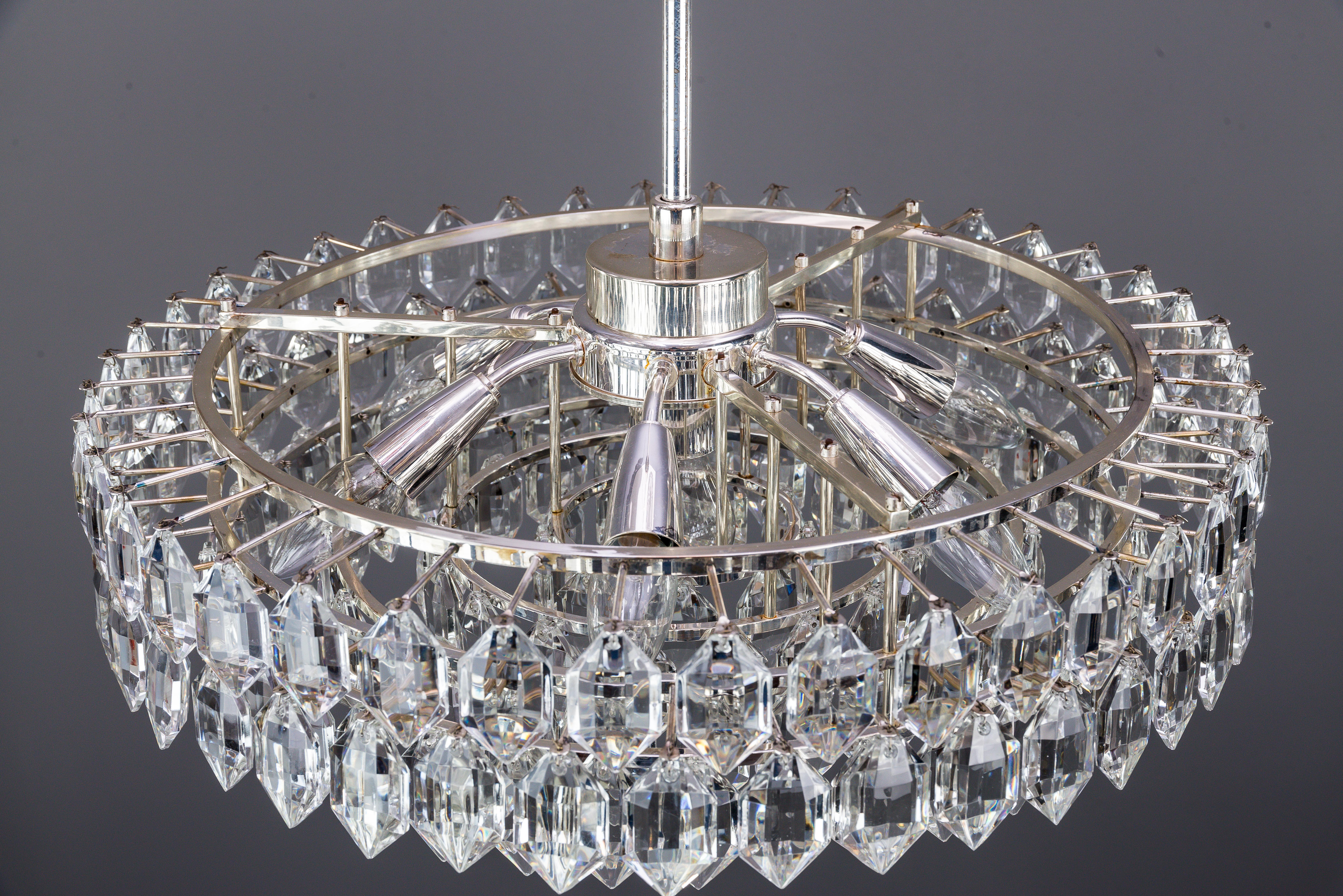 Glass Bakalowits Chandelier Silver Plated, circa 1960s