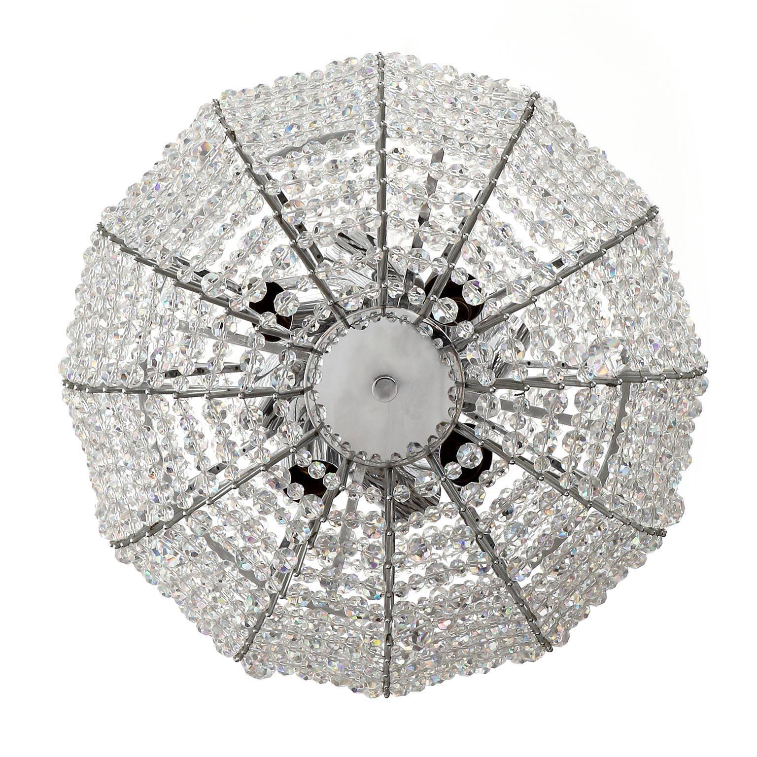 Metà XX secolo Uno dei due lampadari Bakalowits 'Supernova', vetro cristallo nichel, anni '60 in vendita