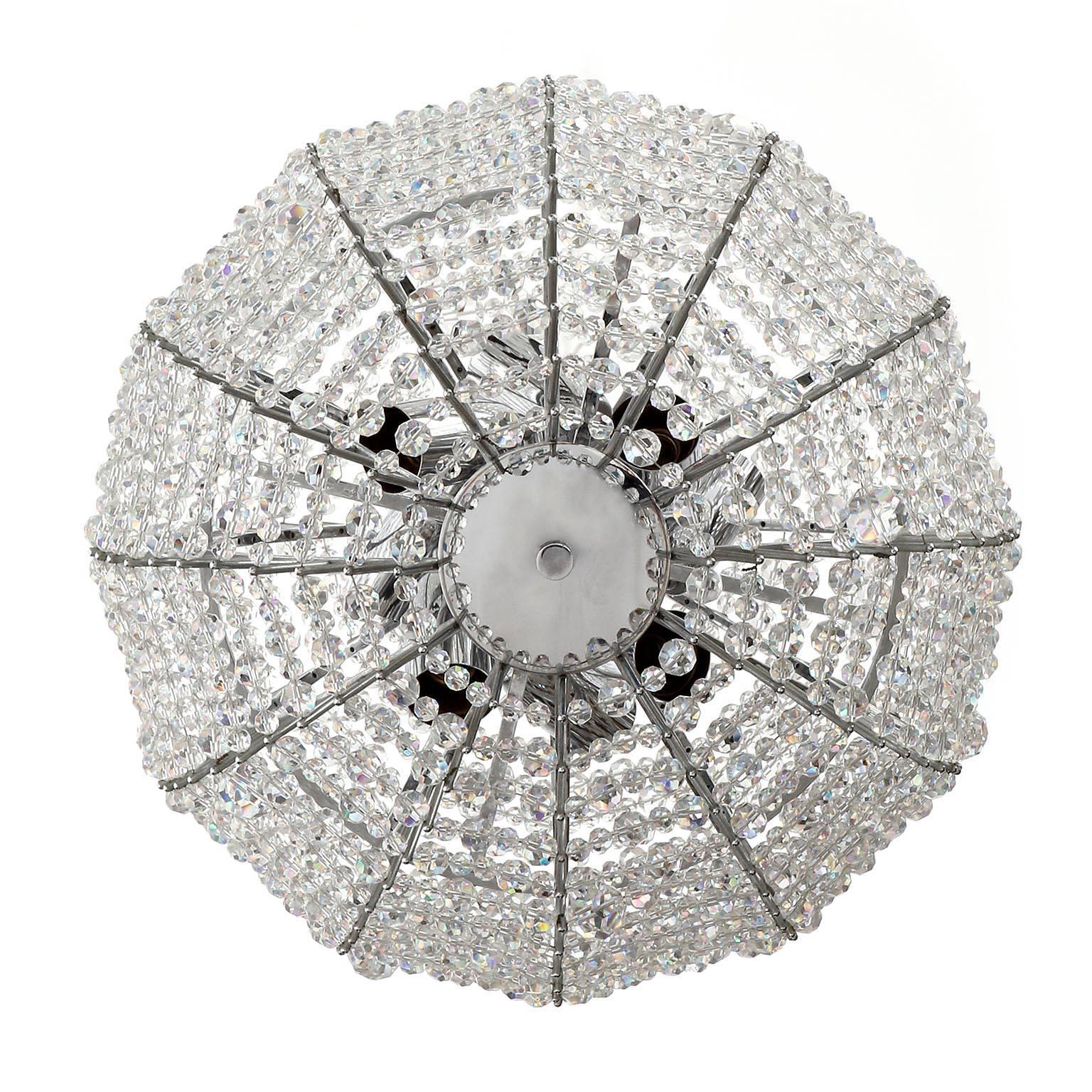 Mid-20th Century One of Two Bakalowits Chandeliers 'Supernova', Nickel Crystal Glass, 1960s For Sale