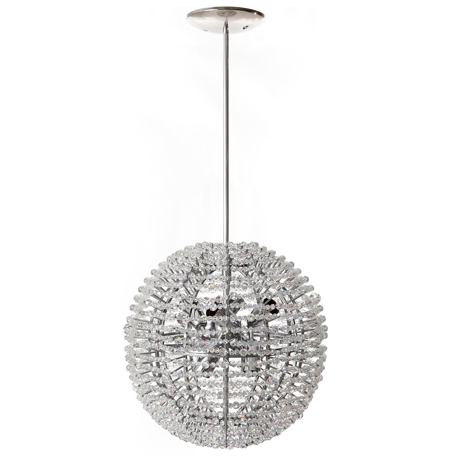 Mid-Century Modern One of Two Bakalowits Chandeliers 'Supernova', Nickel Crystal Glass, 1960s For Sale