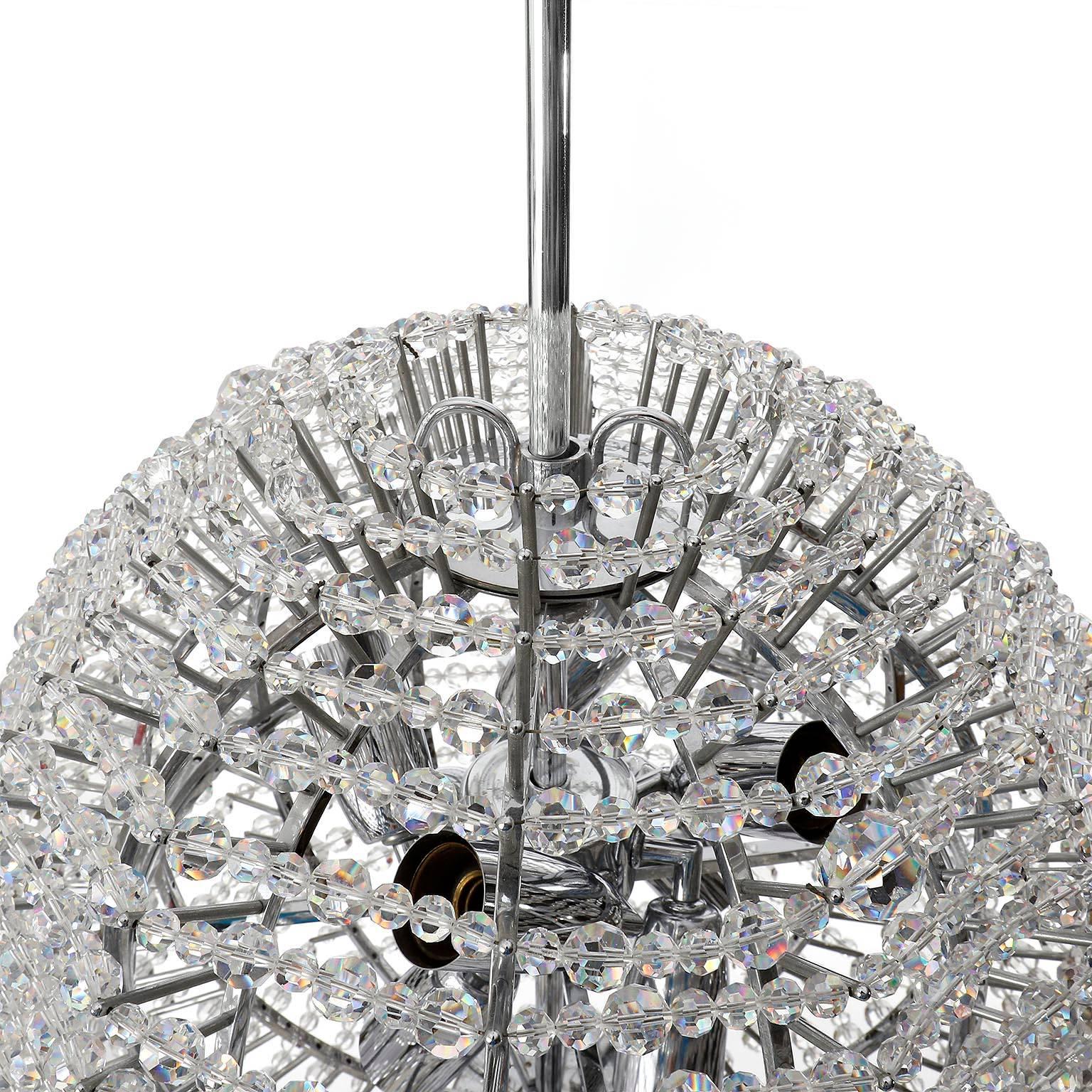 One of Two Bakalowits Chandeliers 'Supernova', Nickel Crystal Glass, 1960s For Sale 1