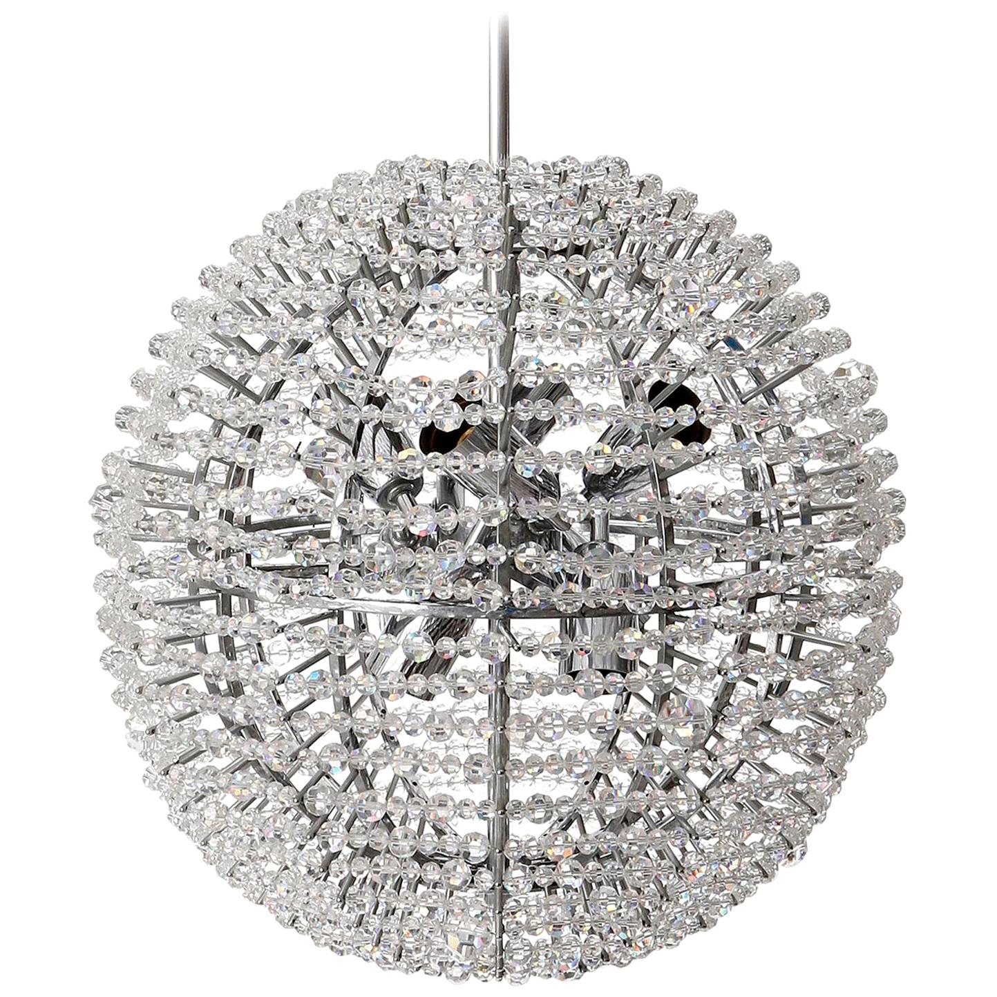 European One of Two Bakalowits Chandeliers 'Supernova', Nickel Crystal Glass, 1960s For Sale