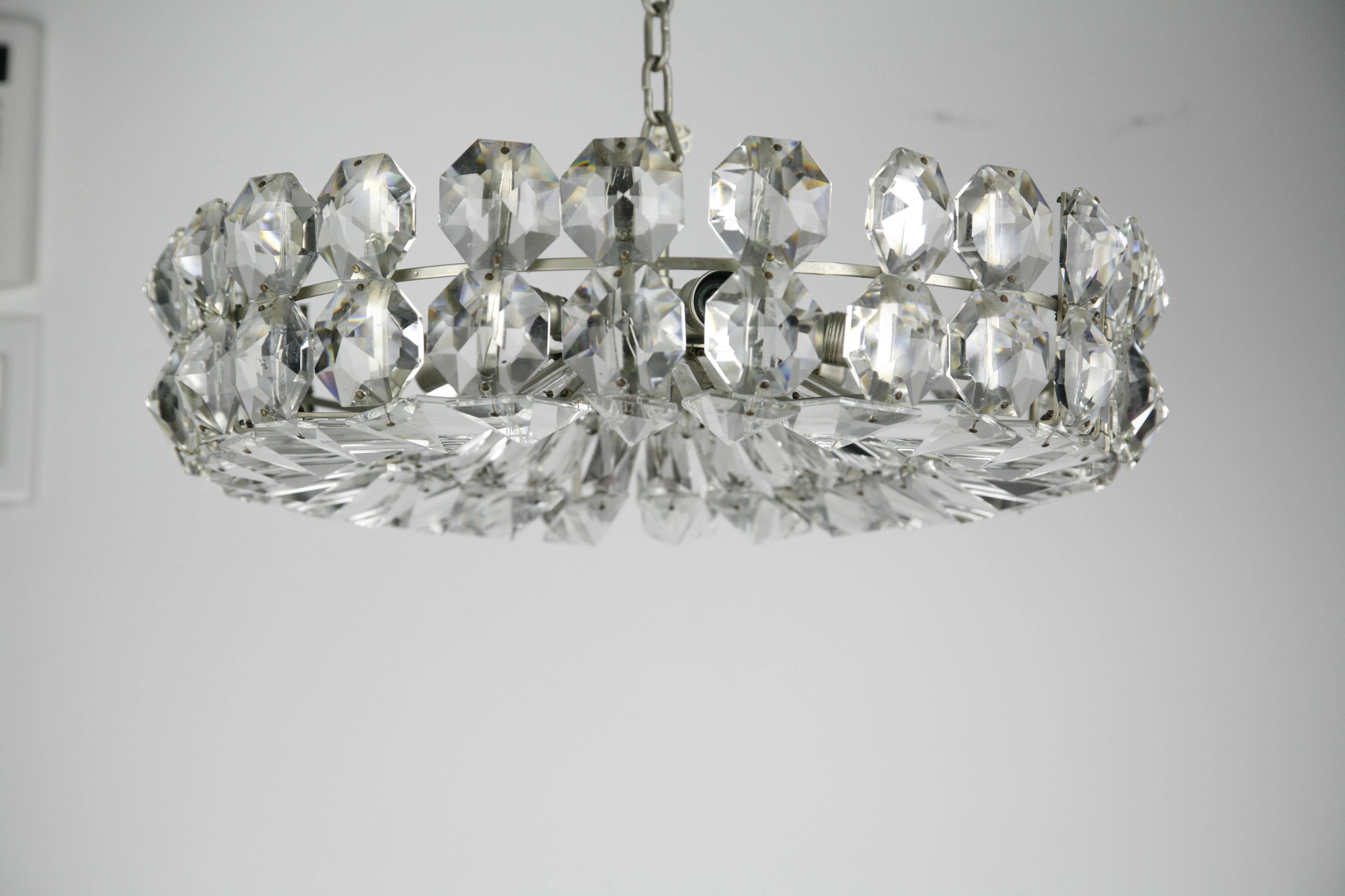 Austrian Bakalowits Crystal and Nickel Chandelier, 1960, Austria