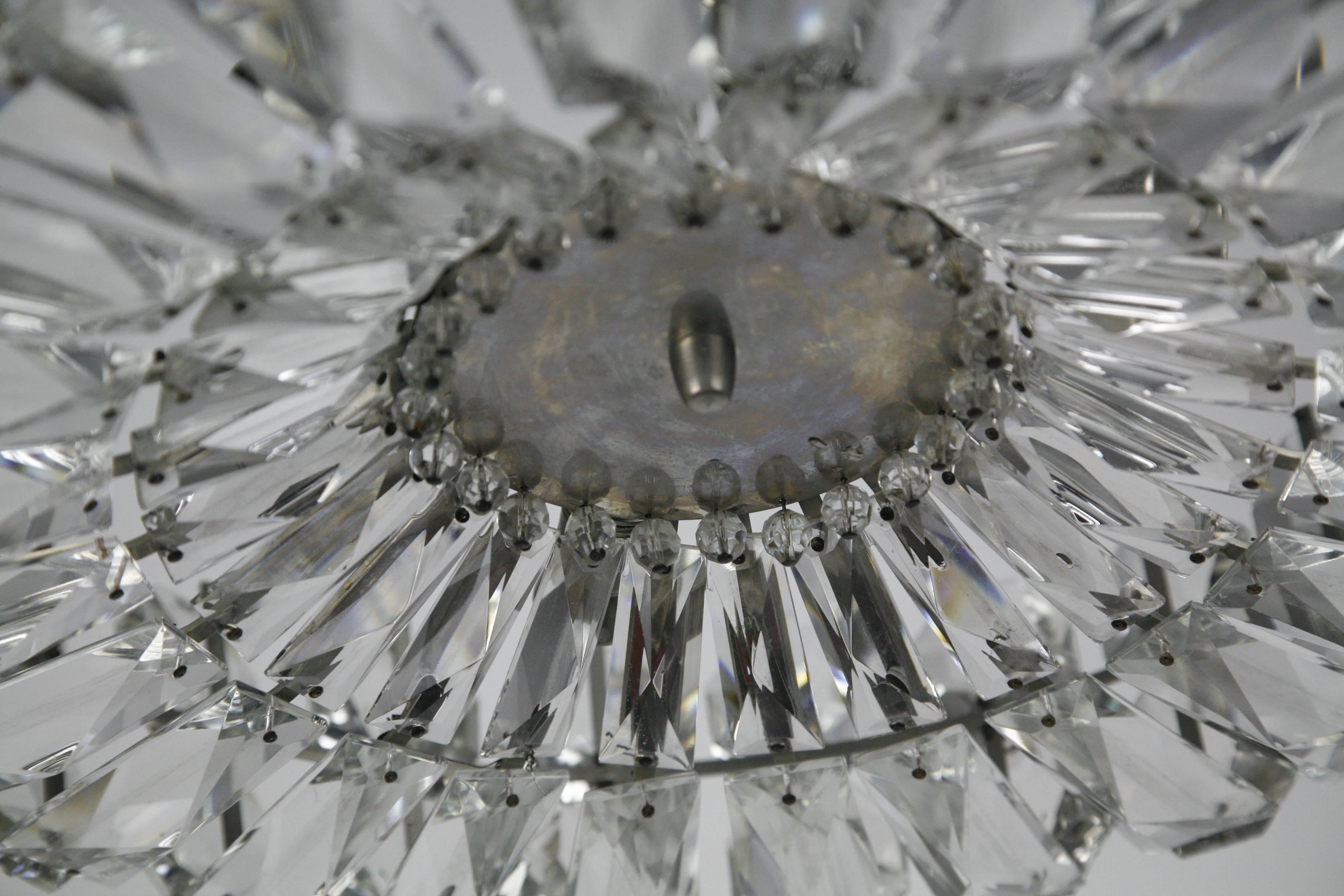 Bakalowits Crystal and Nickel Chandelier, 1960, Austria 1