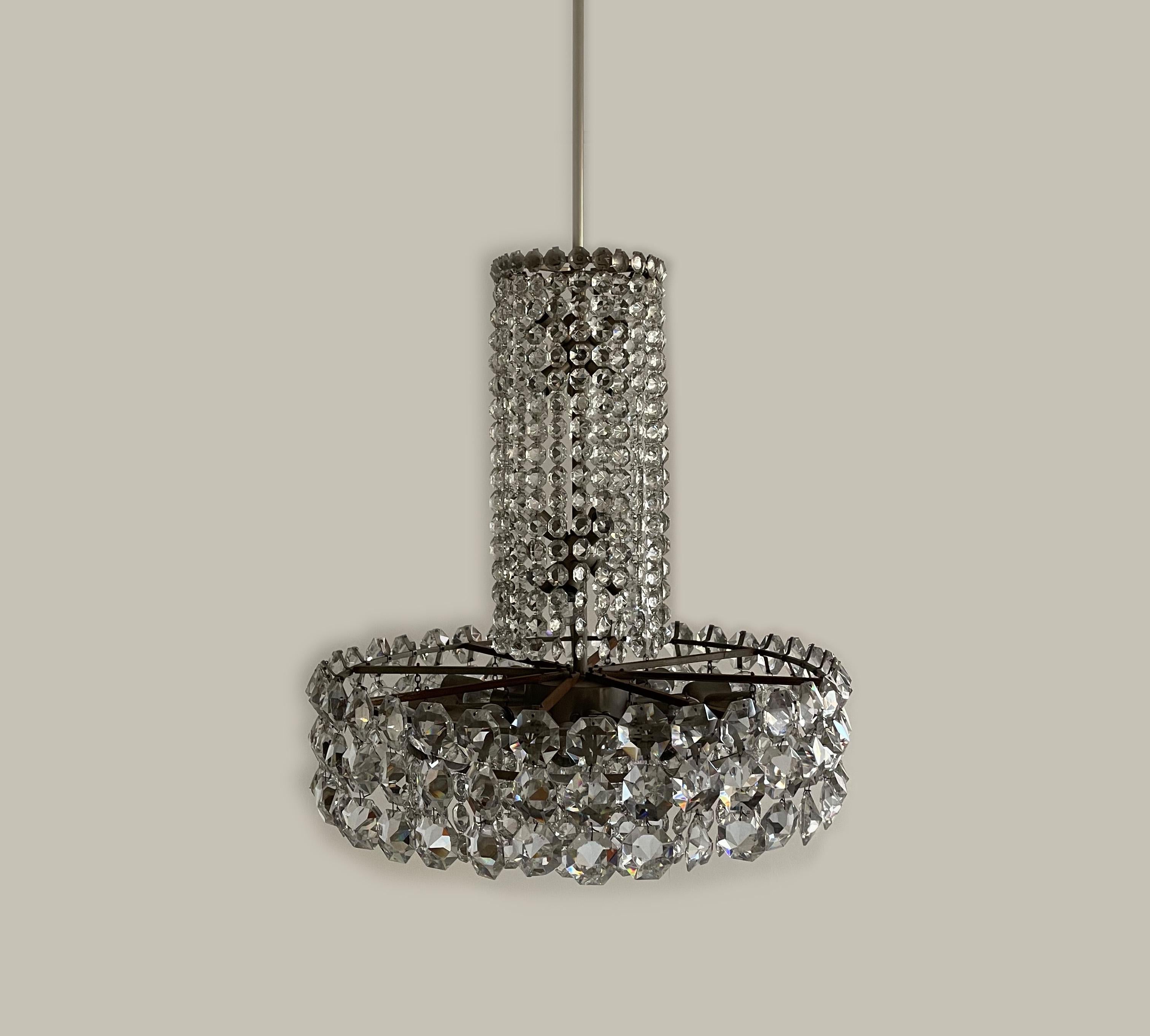 Austrian Bakalowits Crystal Chandelier from the Swedish Embassy Vienna, Set of 3, 1960s For Sale