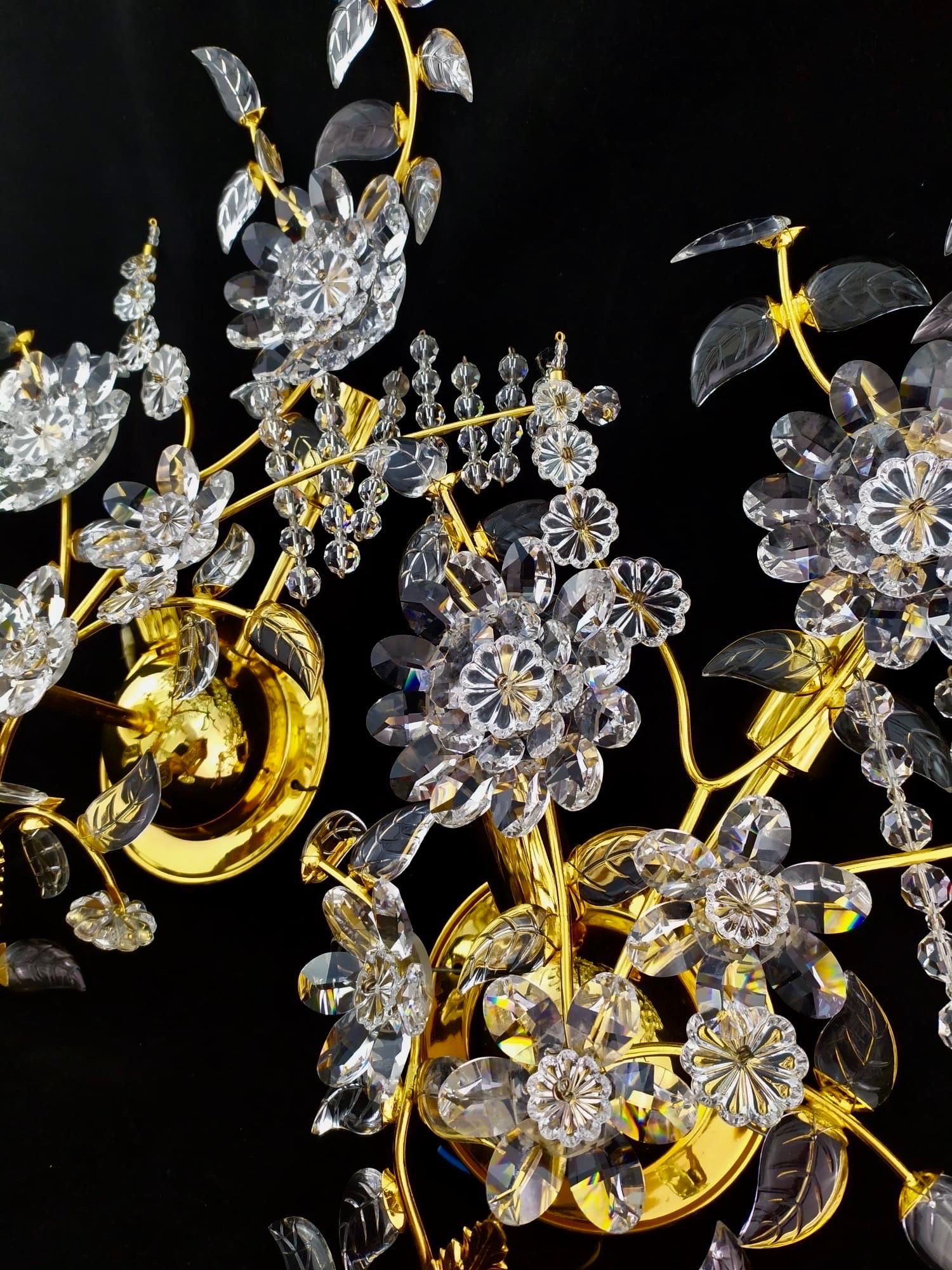 Austrian Bakalowits Flower Wall Lighting Cristal, Austria, 1980 For Sale