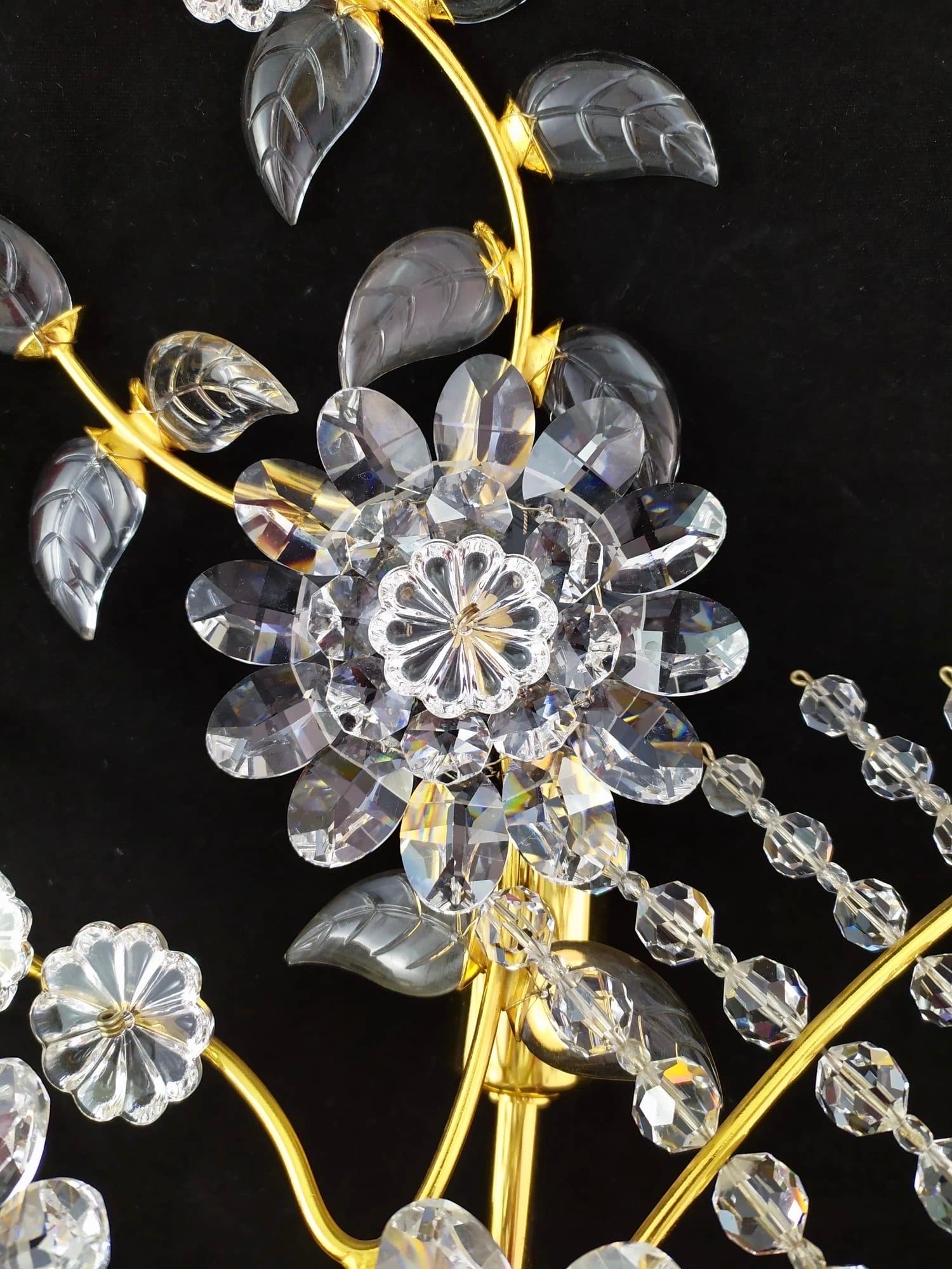 Late 20th Century Bakalowits Flower Wall Lighting Cristal, Austria, 1980 For Sale