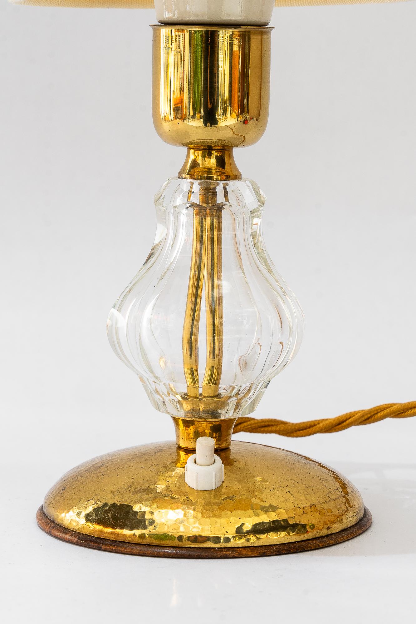 Mid-Century Modern Lampe de table en verre Bakalowits avec abat-jour en tissu vienne vers 1950 en vente