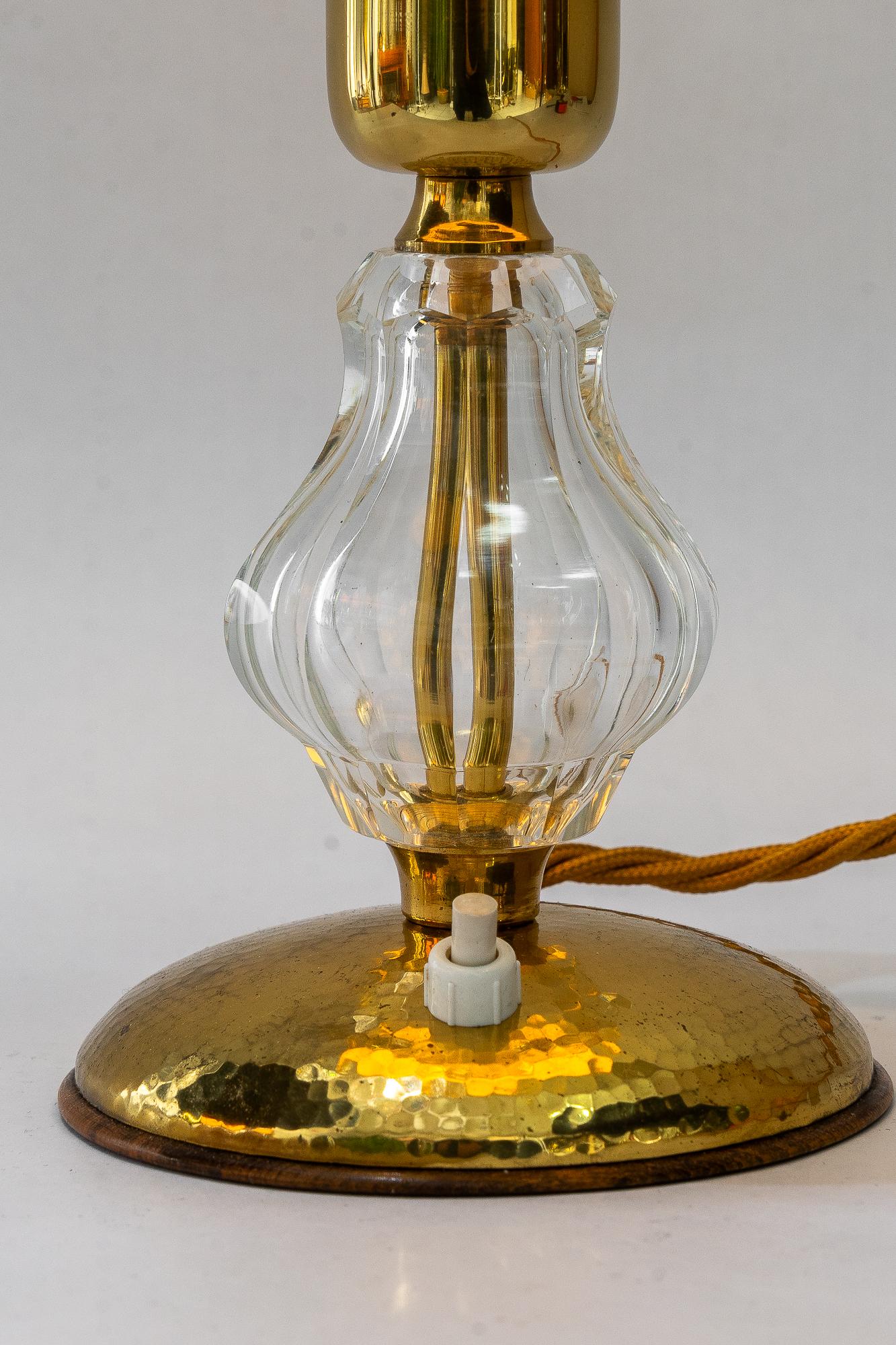 Milieu du XXe siècle Lampe de table en verre Bakalowits avec abat-jour en tissu vienne vers 1950 en vente