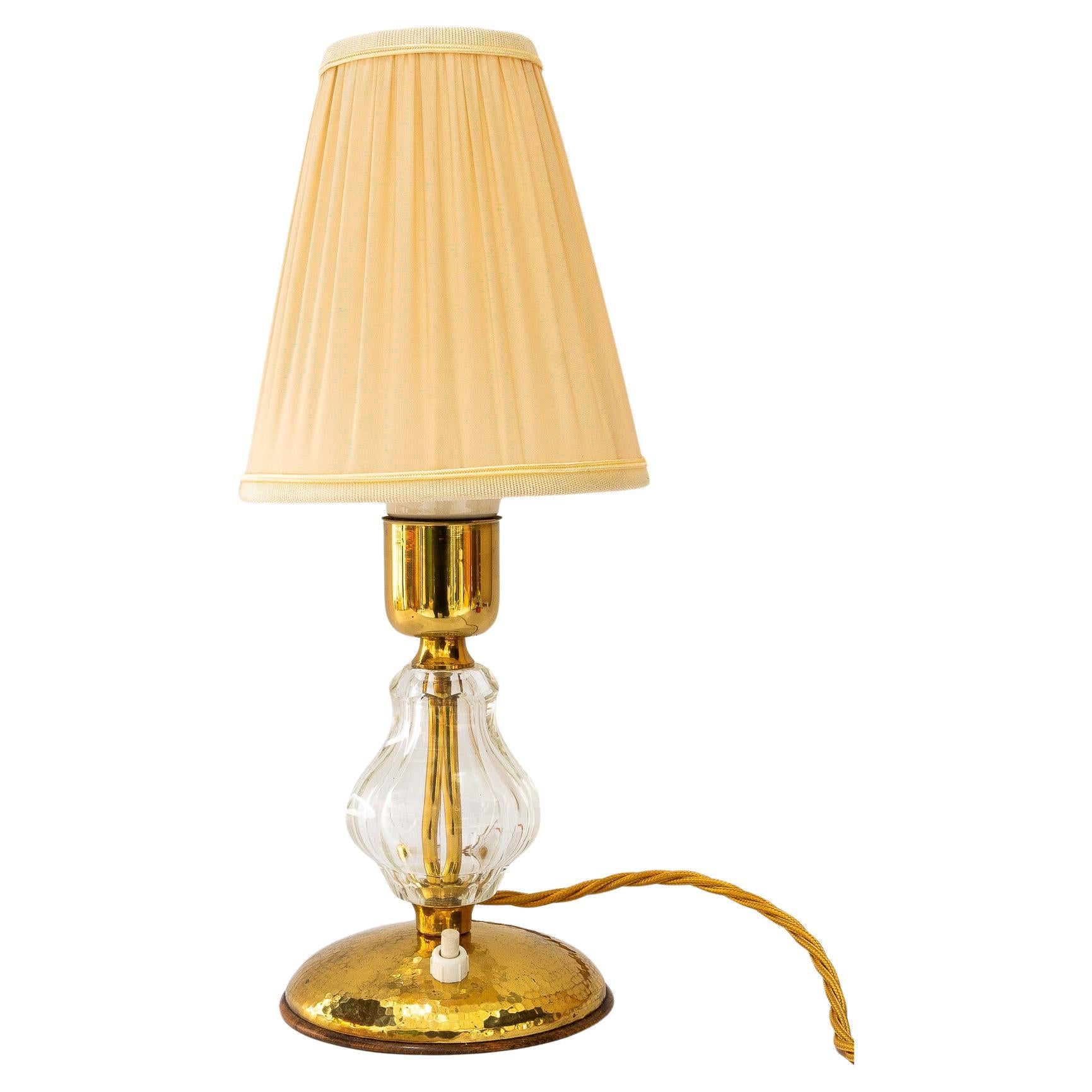 Lampe de table en verre Bakalowits avec abat-jour en tissu vienne vers 1950