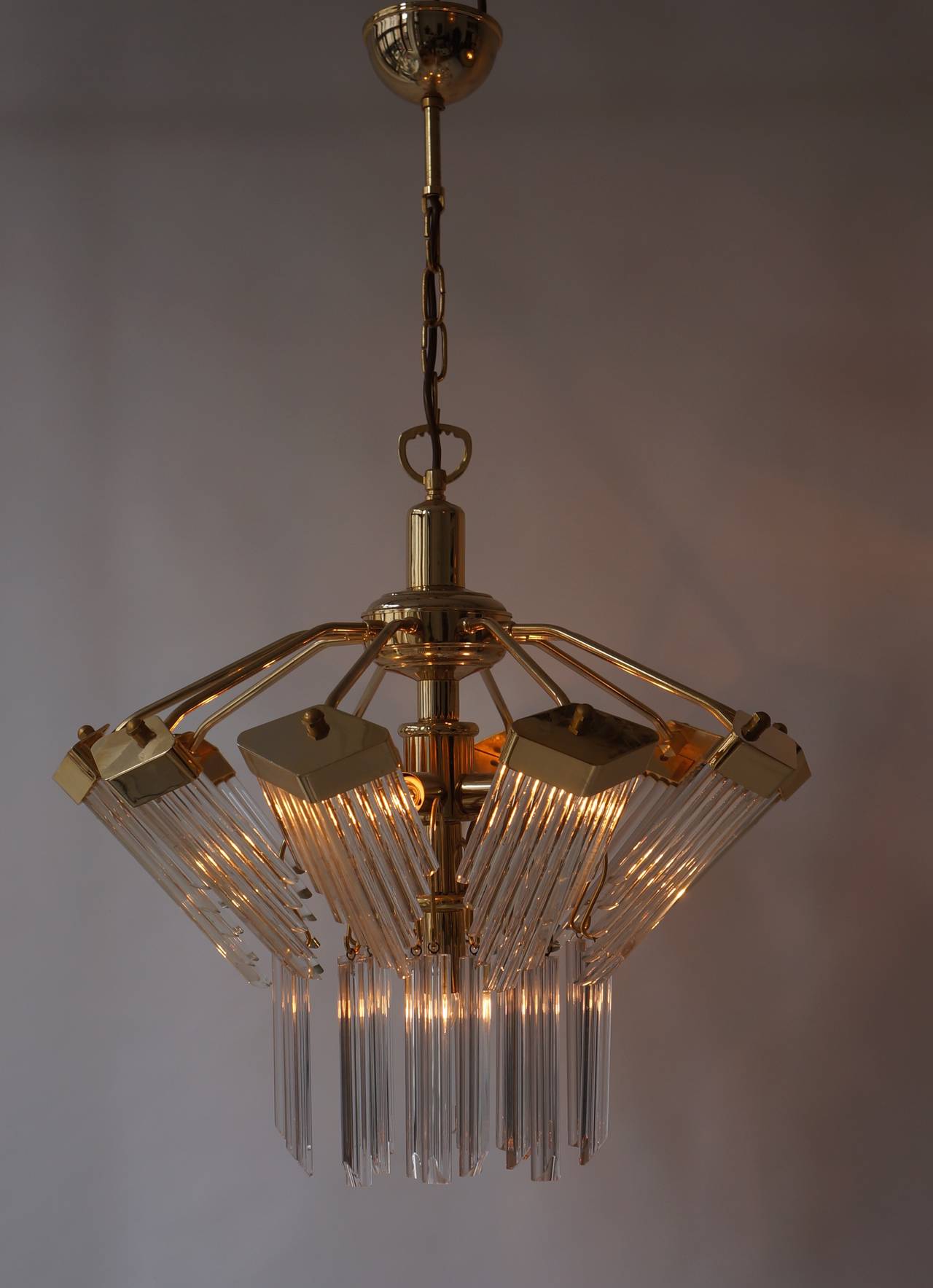 Mid-Century Modern Bakalowits Gold-Plated Crystal Chandelier For Sale