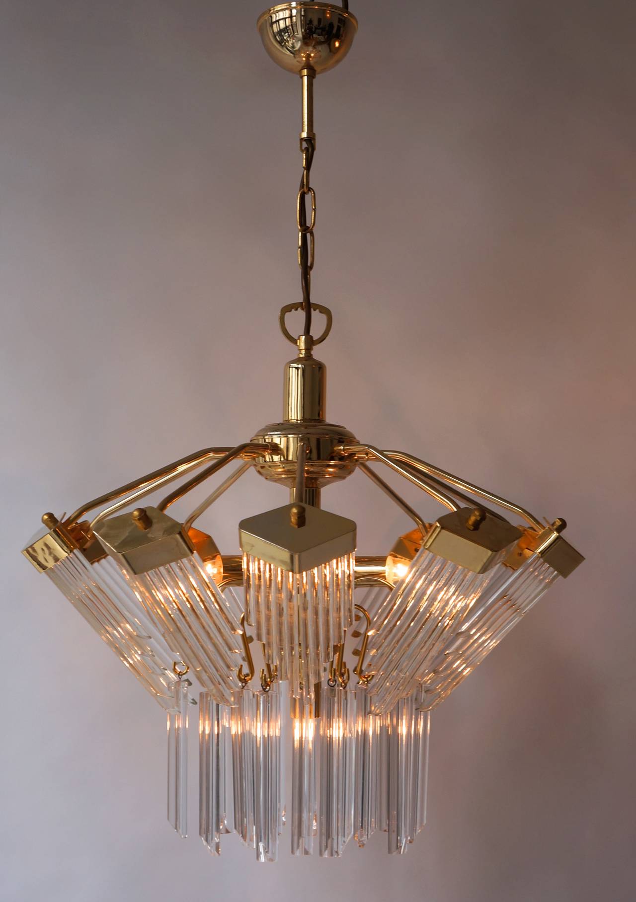 Austrian Bakalowits Gold-Plated Crystal Chandelier For Sale