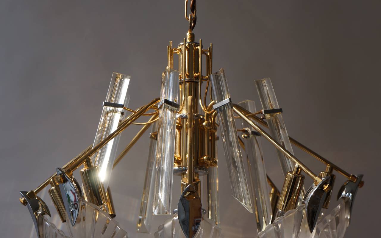 20th Century Bakalowits Gold-Plated Crystal Chandelier For Sale