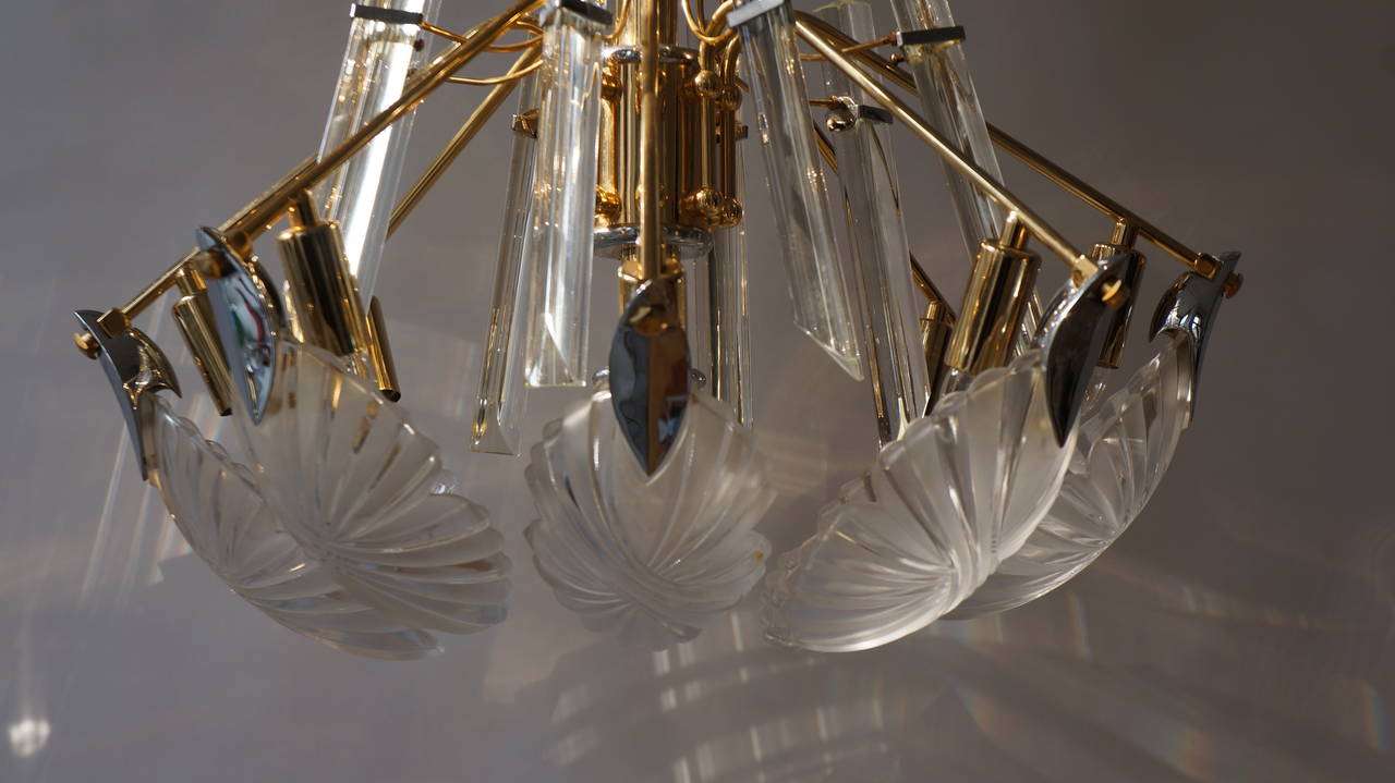Gold Plate Bakalowits Gold-Plated Crystal Chandelier For Sale