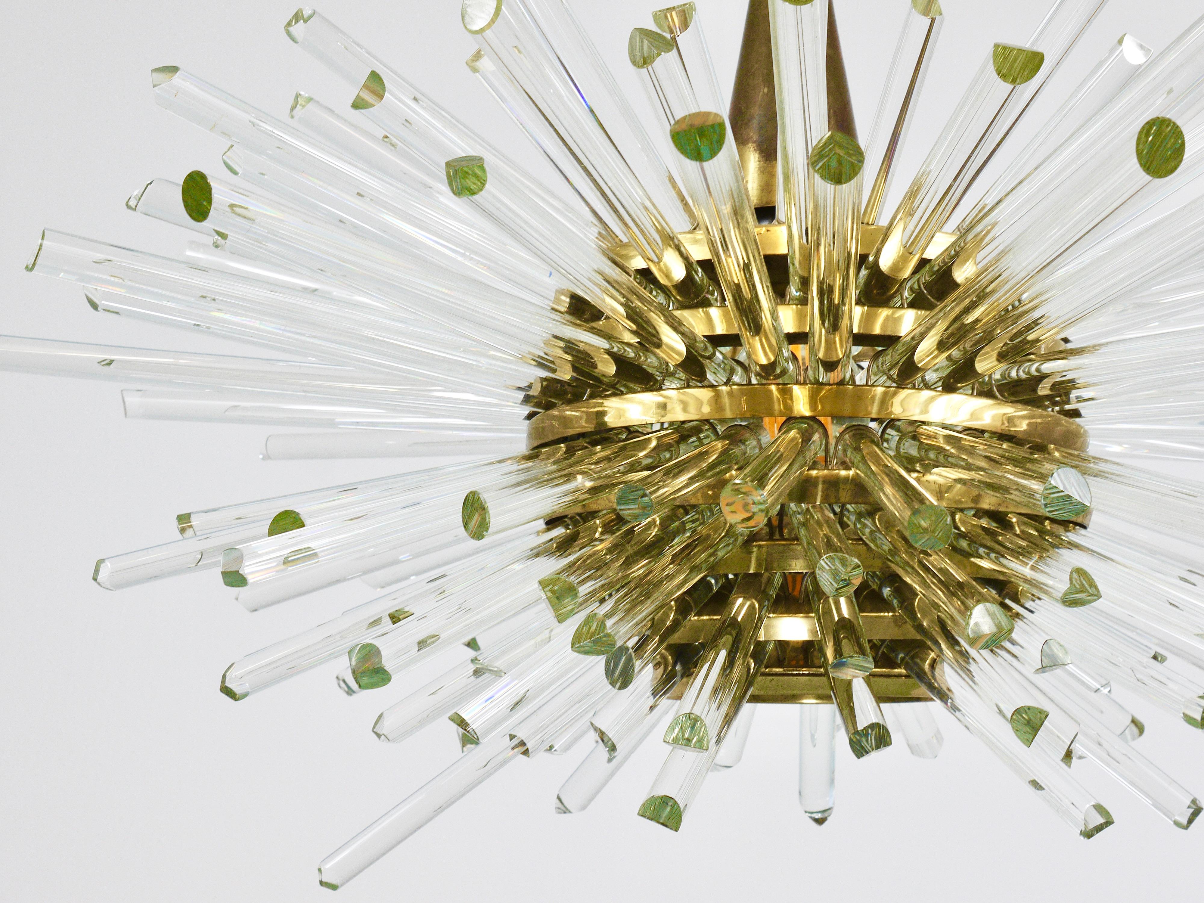 Lampadario Bakalowits Miracle Sputnik in ottone con bacchette di cristallo, anni '60 in vendita 8