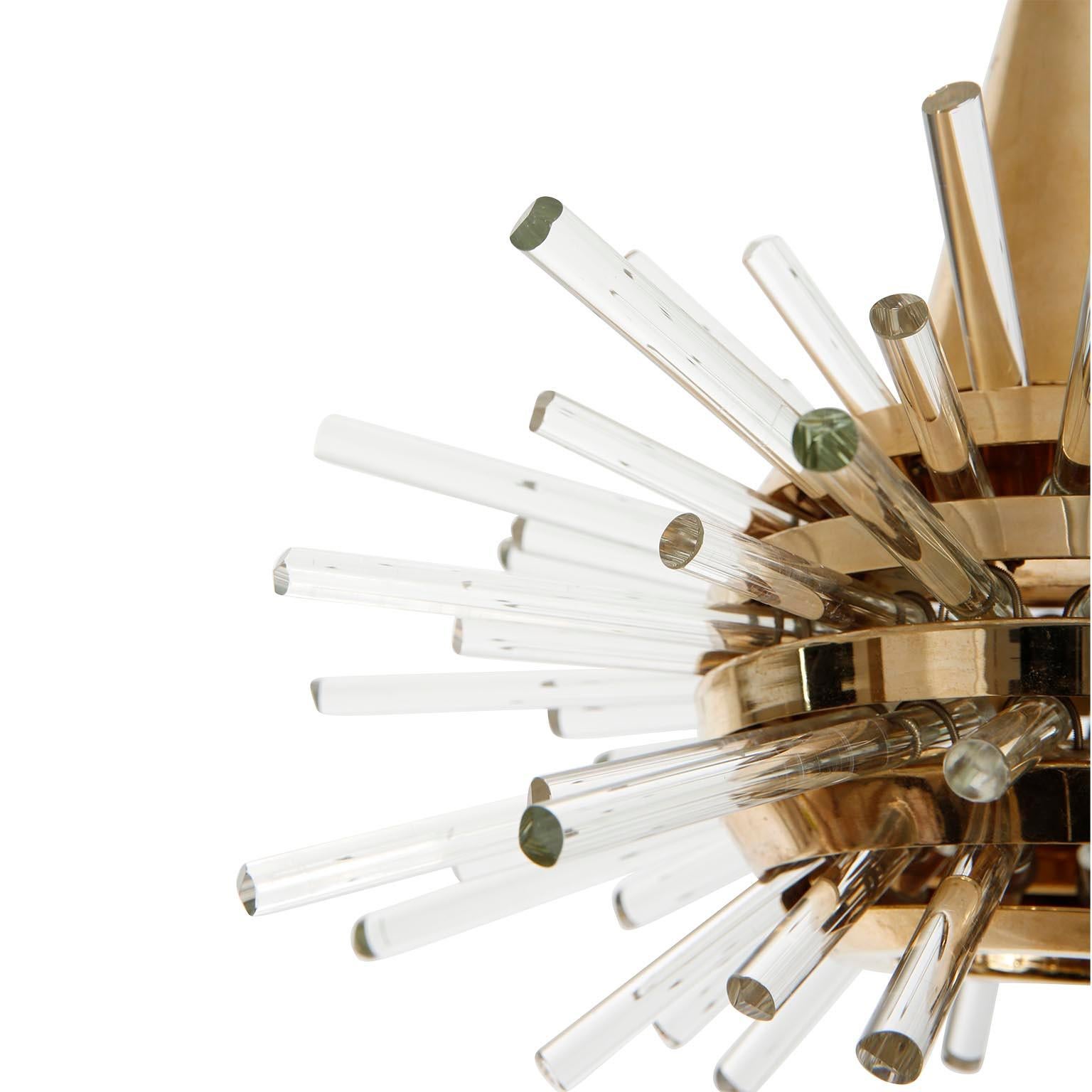 Bakalowits 'Miracle' Sputnik Chandelier Pendant, Gilt Brass Glass Rods, 1970 4