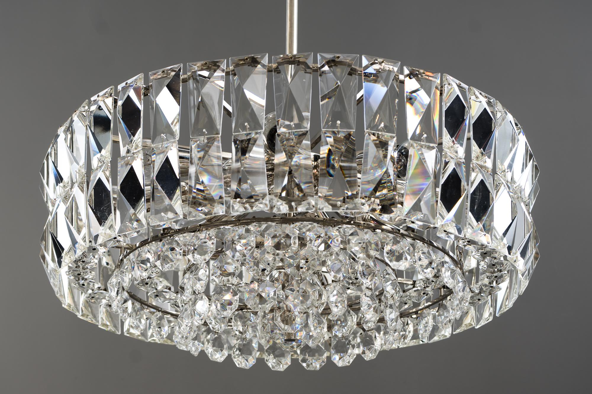 Plated Bakalowits Nickel Crystal Chandelier, circa 1950s For Sale