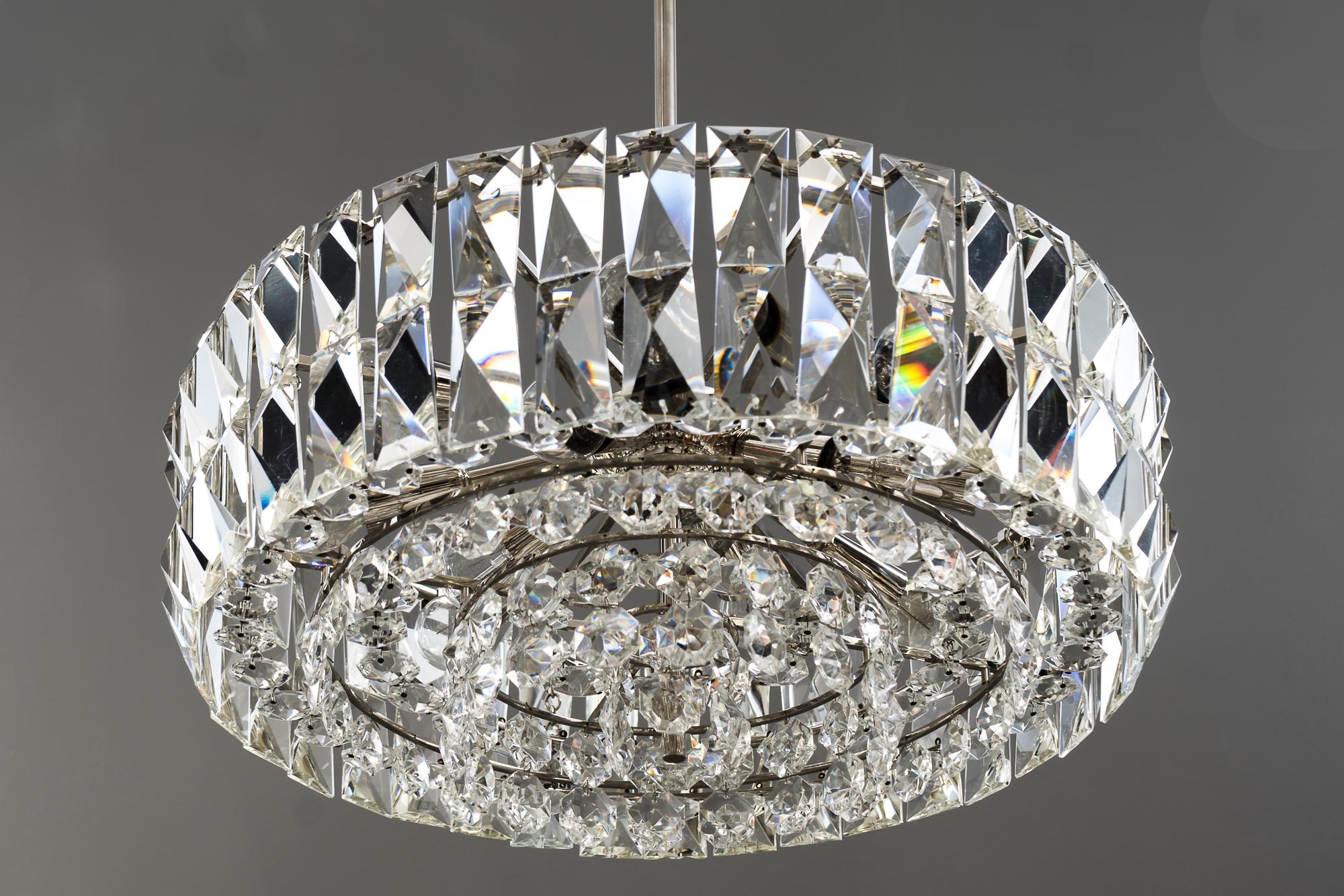 Lampadario di cristallo in nichel Bakalowits, anni '50 circa In condizioni buone in vendita a Wien, AT