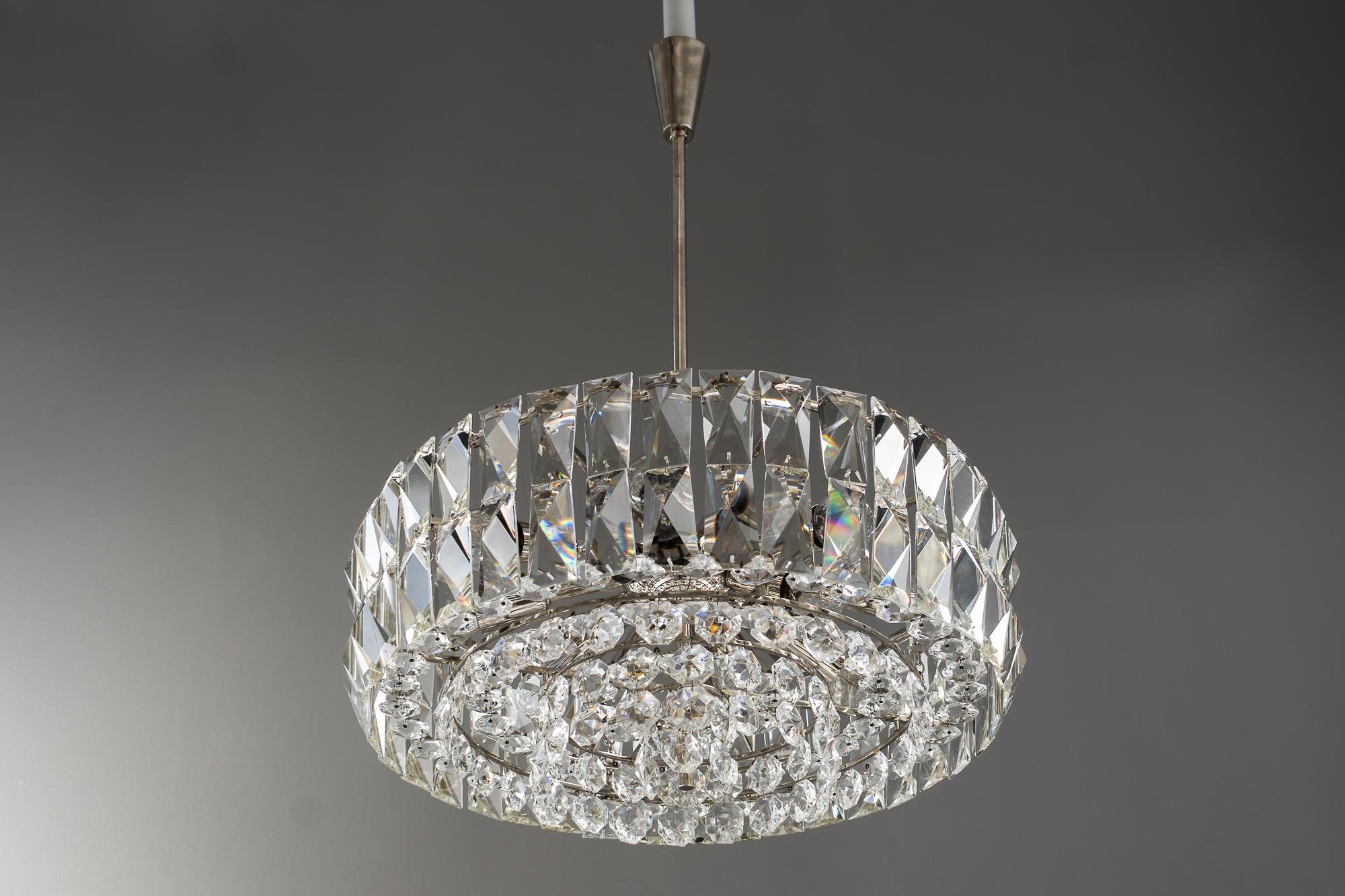 Mid-20th Century Bakalowits Nickel Crystal Chandelier, circa 1950s For Sale