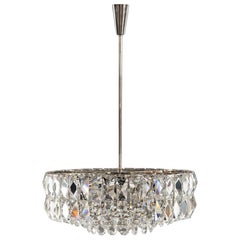 Retro Bakalowits Nickel Crystal Chandelier, circa 1950s